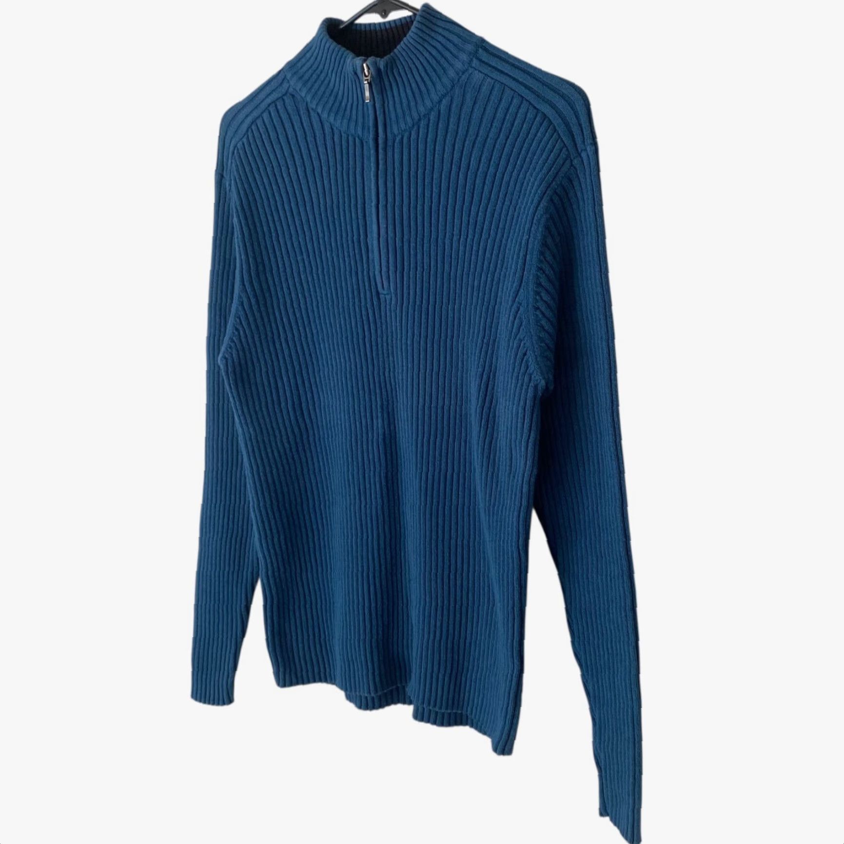 Levi's VINTAGE Levi's Red Tab Half-Zip Sweater Blue Men's Large Rib-Knit Pullover 90s Classic Size US L / EU 52-54 / 3 - 2 Thumbnail