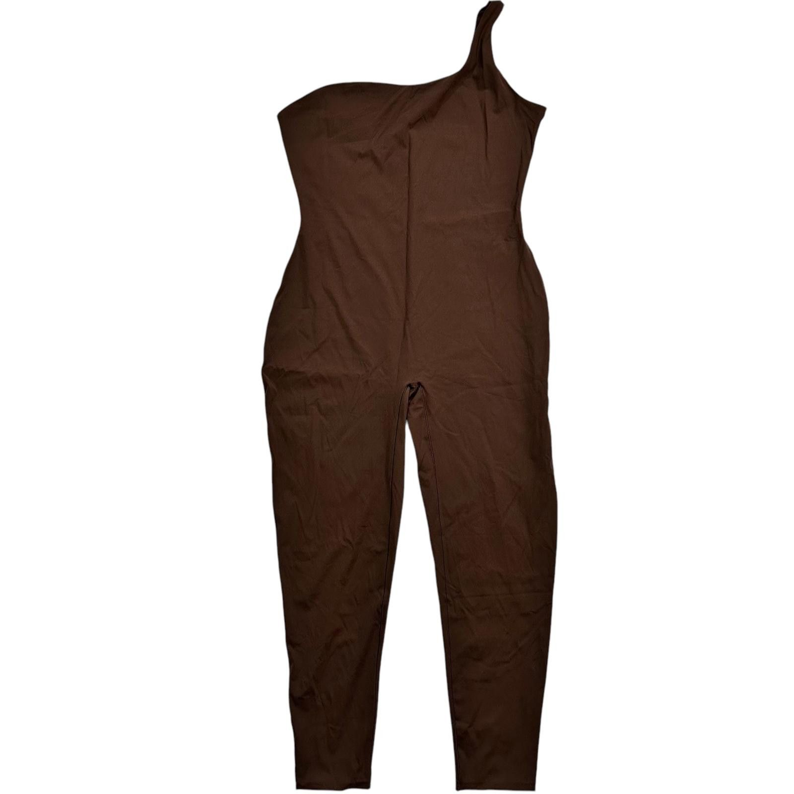 Kim Kardashian × SKIMS NWT Skims One Shoulder Catsuit Cocoa Women’s 4X Plus Size 42" / US 20 - 1 Thumbnail