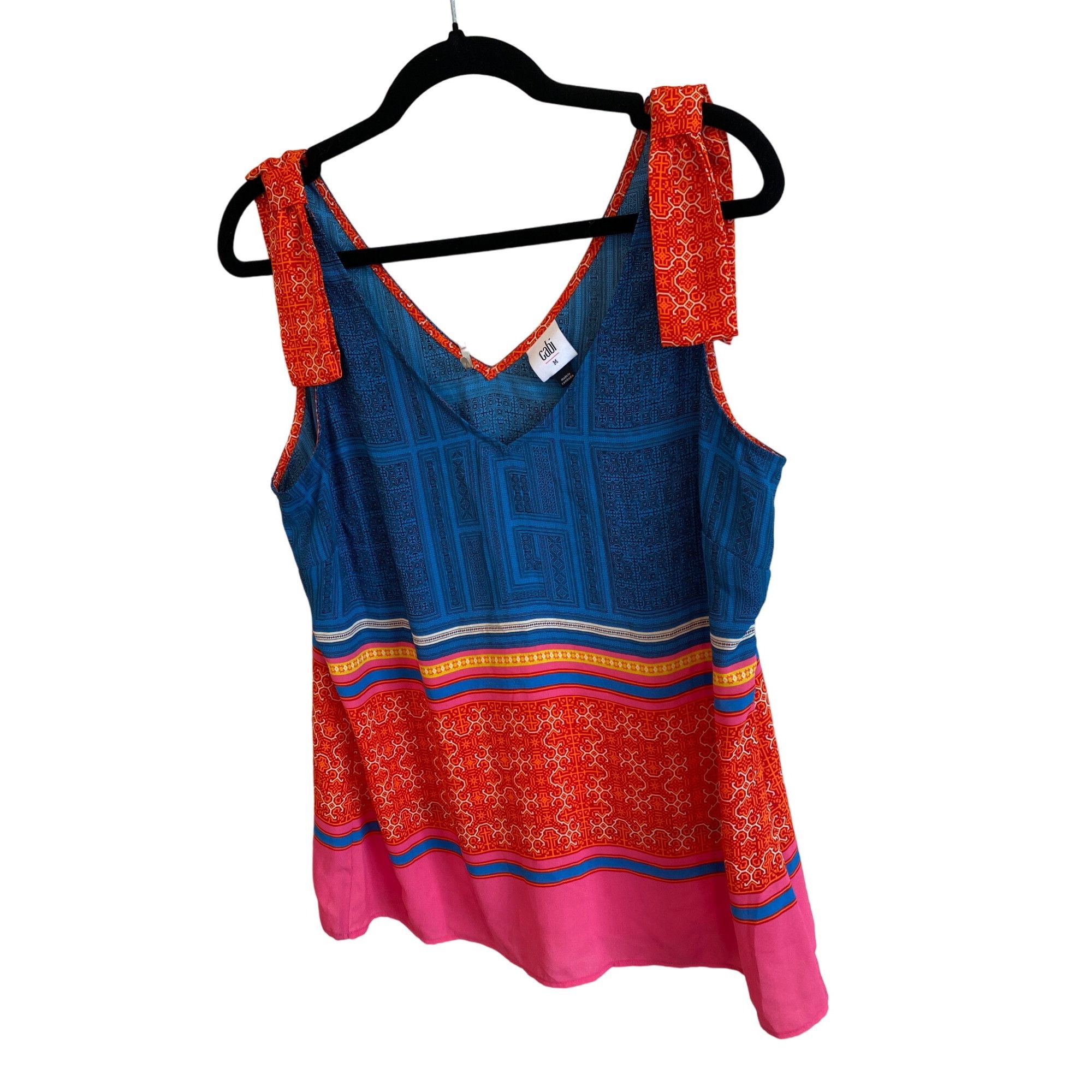 Designer CAbi Shoulder Tie Top Tunic #5787 Nomad Multicolor Print Wom Size M / US 6-8 / IT 42-44 - 11 Thumbnail