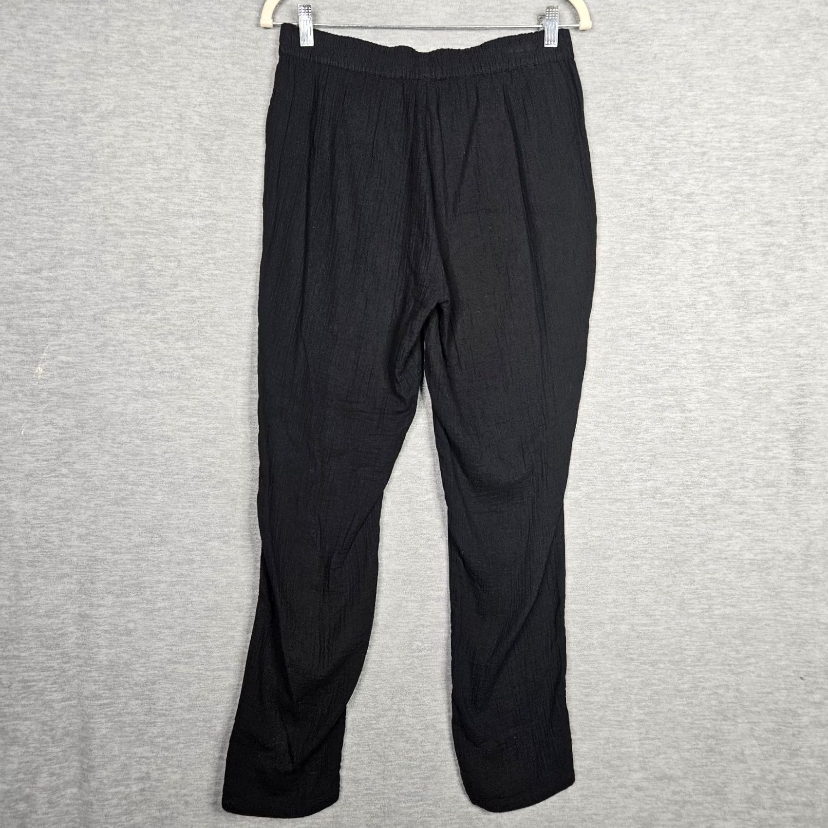Eileen Fisher Eileen Fisher Women's Pants Casual Black XS Regular Front Flat Pull On Buttoned Crinkle Organic Cotton Viscose Easy Care Machine Washable Solid Retro? Size 26" / US 2 / IT 38 - 2 Thumbnail