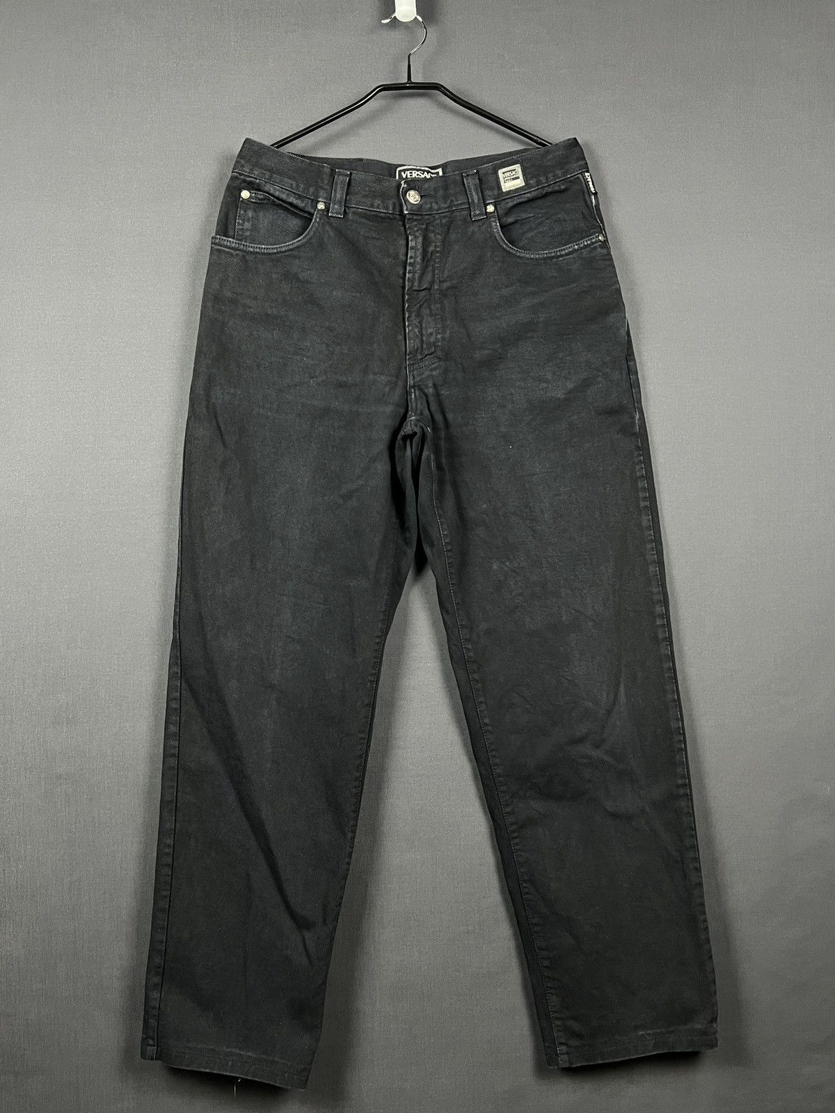 Versace Jeans Couture × Vintage Versace Jeans Couture Black Straight Leg 100% Cotton Size 36 Size US 36 / EU 52 - 4 Thumbnail