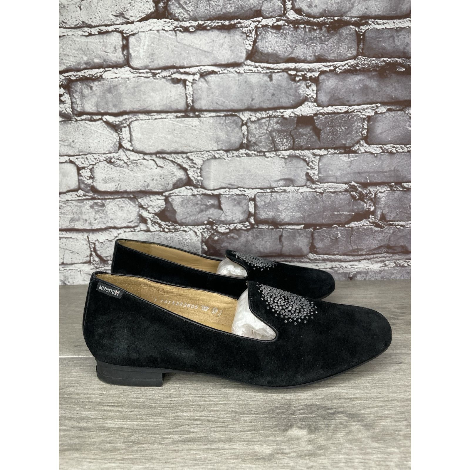 Mephisto Mephisto Air-Relax Black Suede Leather Rhinestone Heel Loafe Size US 10 / IT 40 - 24 Thumbnail