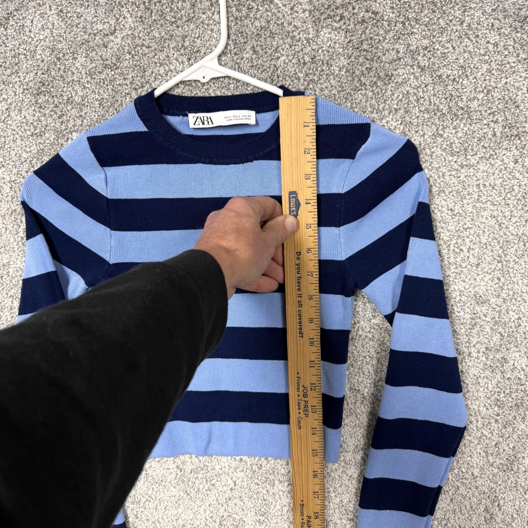 Zara Zara Sweater Womens S Blue Navy Striped Cropped Crewneck Preppy Y2K Indie Grunge Size S / US 4 / IT 40 - 3 Thumbnail