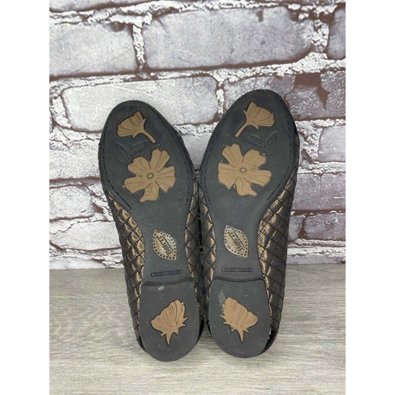 Born BORN Riley Black Bronze Quilted Metallic Patent Leather Ball Size US 7 / IT 37 - 10 Thumbnail