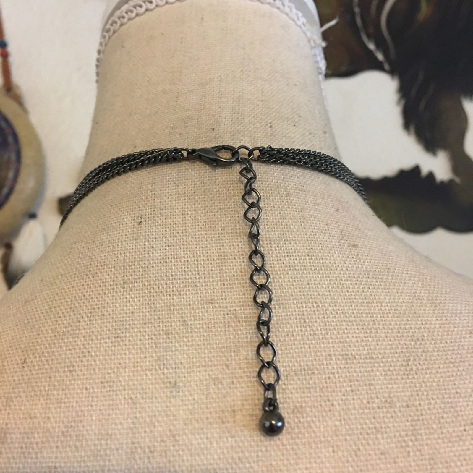 Jewelry Multi strand black chrome gold link long necklace Size ONE SIZE - 5 Thumbnail
