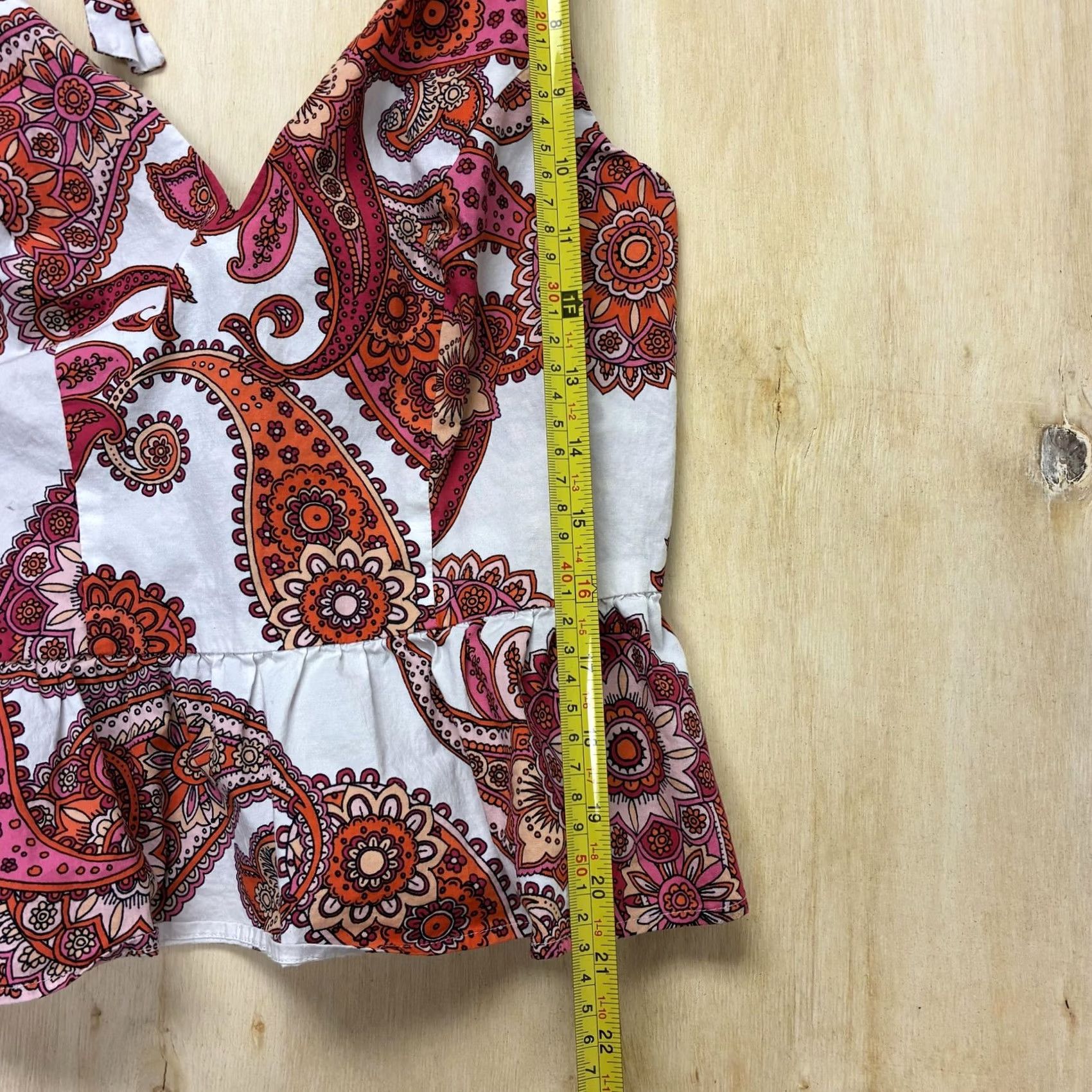 Express Express Tank Top Womens XS Multicolor Paisley Camisole V Neck Peplum Tie Strap Tank Top Cami Sleeveless Size XS / US 0-2 / IT 36-38 - 3 Thumbnail