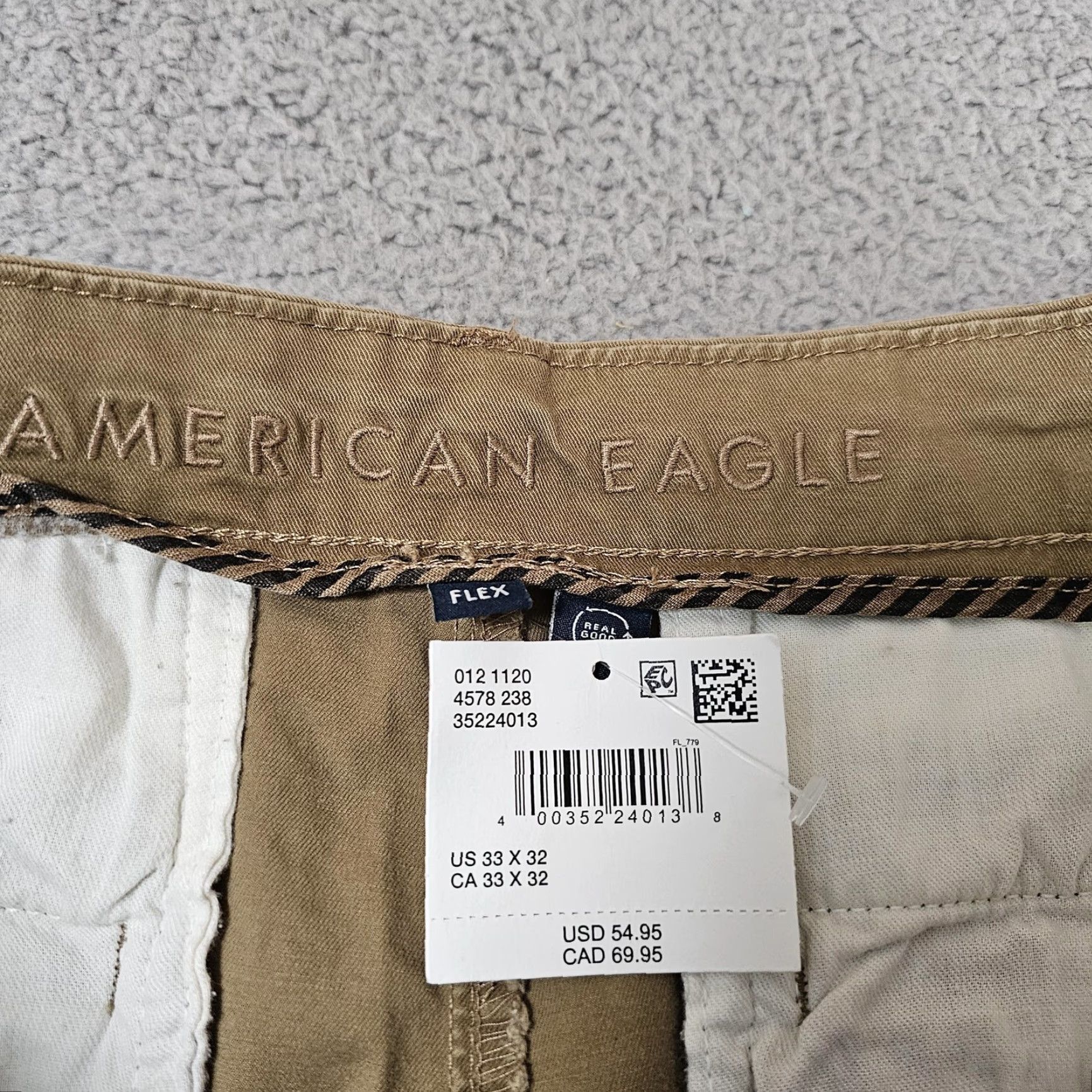 American Eagle Outfitters American Eagle Pants Mens 33x30 Khaki Slim Flex Chino Stretch Casual Size US 33 - 3 Thumbnail