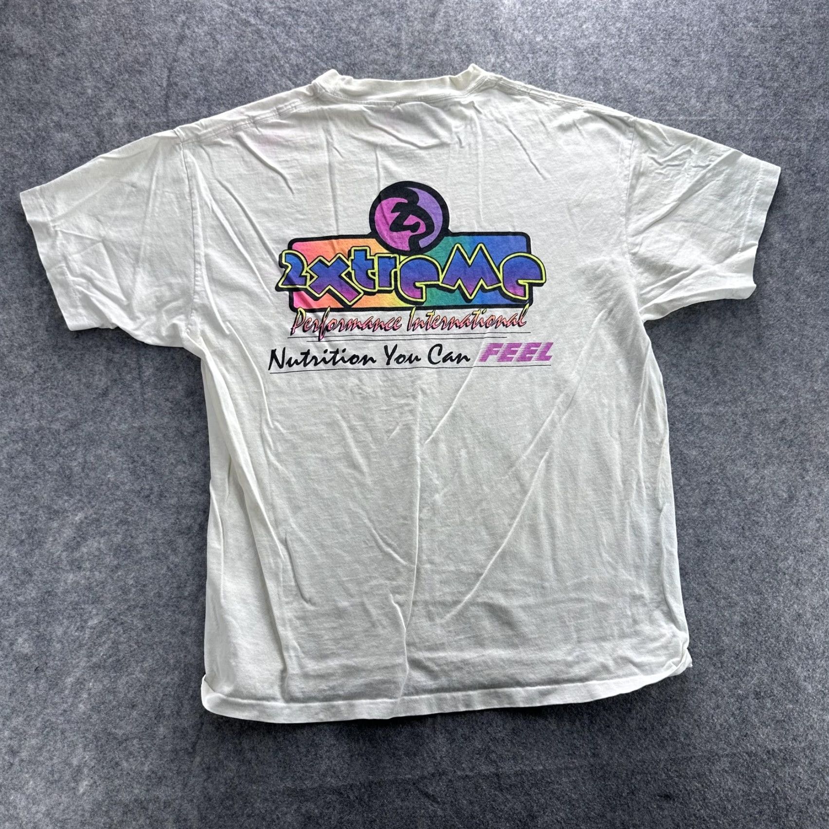 Anvil VINTAGE 2Xtreme Performance International Shirt Mens XL Ivory Graphic Print 90s Double Sided Crewneck Short Sleeve T-Shirt Anvil Cotton Size US XL / EU 56 / 4 - 7 Thumbnail