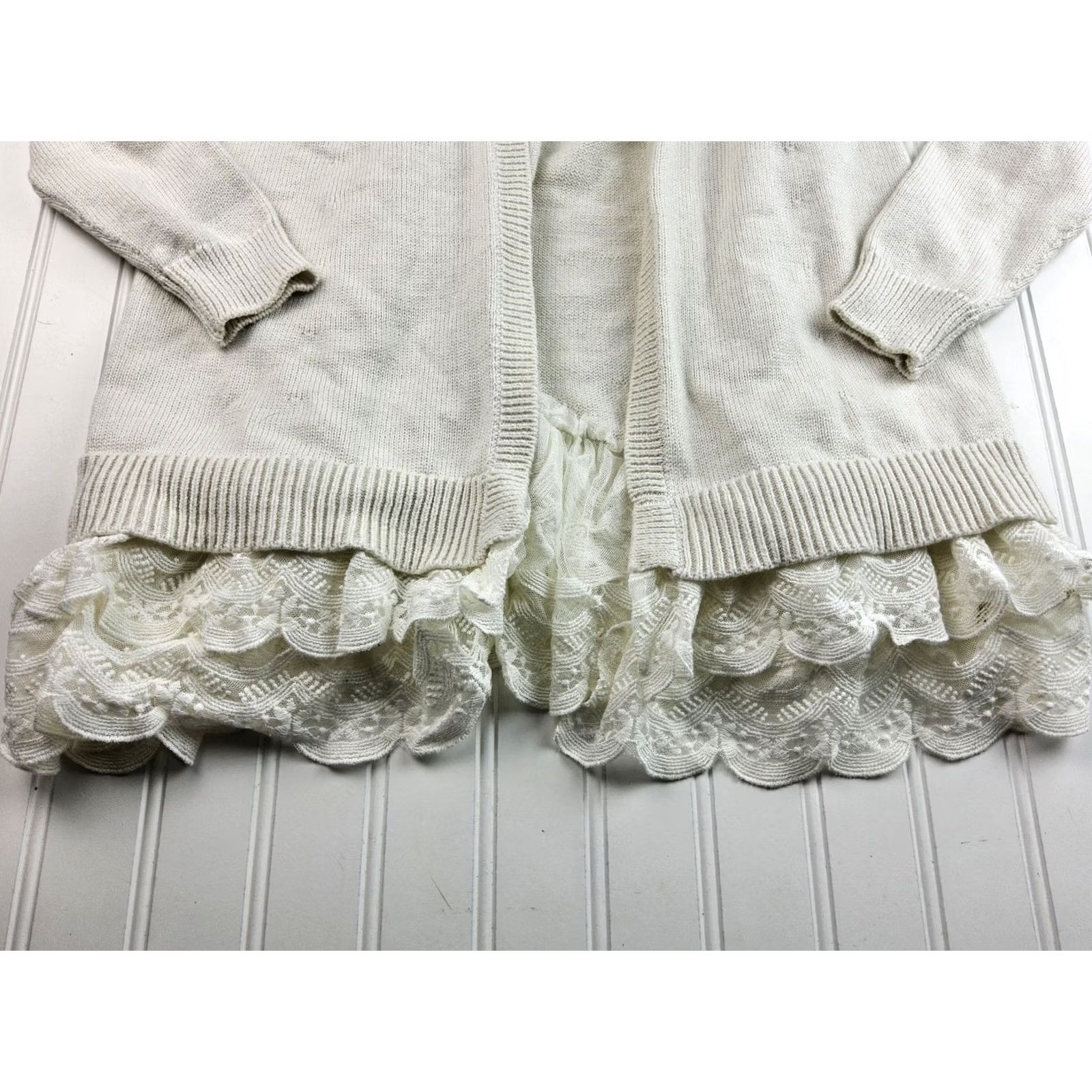 Vintage Matilda Jane Sweater Cardigan Lace Trim Womens Size S Cream Cotton Blend Solid Jane Size S / US 4 / IT 40 - 7 Thumbnail