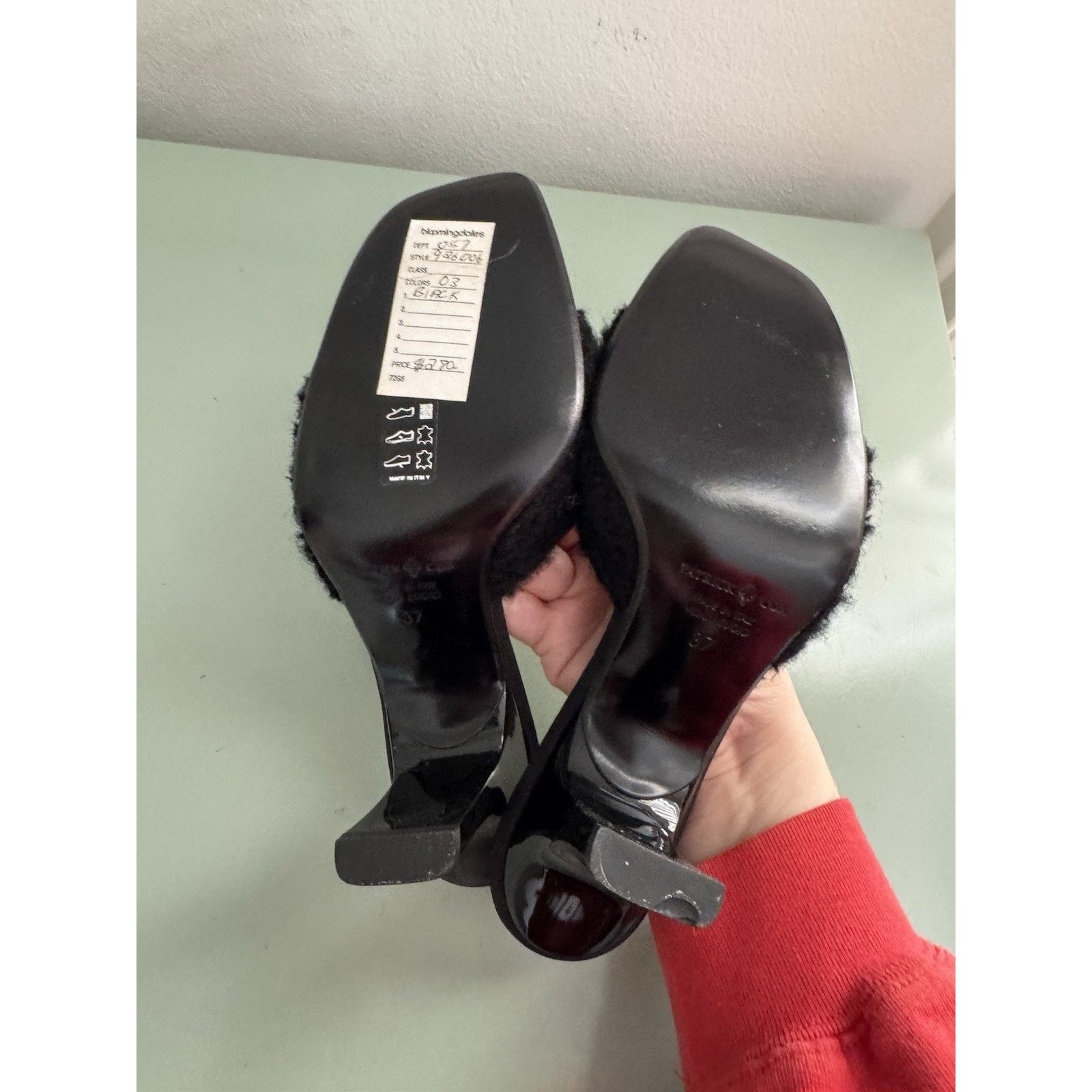 Patrick Cox Vintage Y2K Patrick Cox Black Fuzzy Sandal Heels Pumps Sz 37 Size US 6.5 / IT 36.5 - 6 Thumbnail