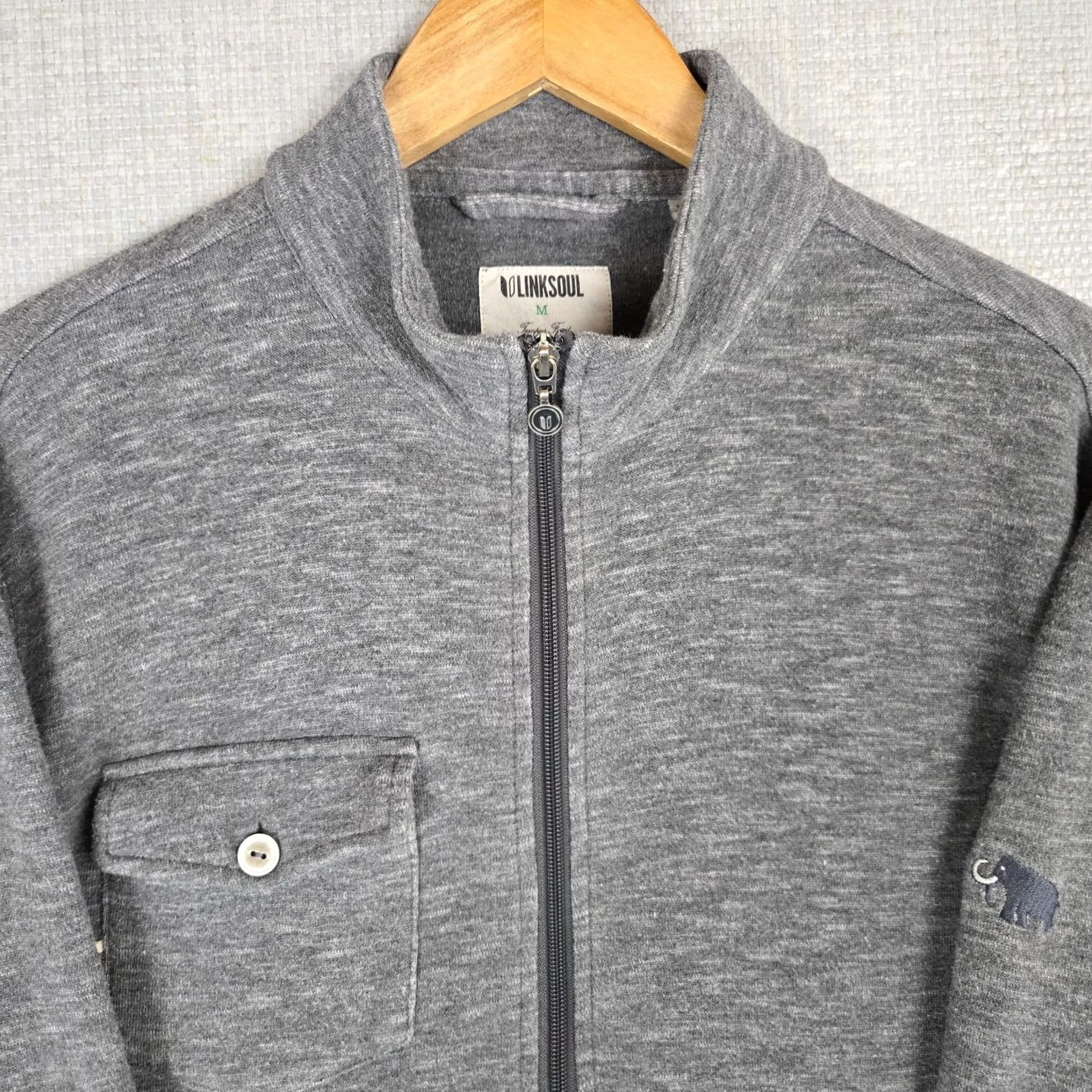 Vintage Linksoul Mens Full Zip Jacket Sweatshirt/Cotton Blend Outdoor Golf Casual Full Zip Front Pockets Gray M/LinK Soul Mammoth Dunes Sand Valley Wisconsin Size US M / EU 48-50 / 2 - 2 Thumbnail