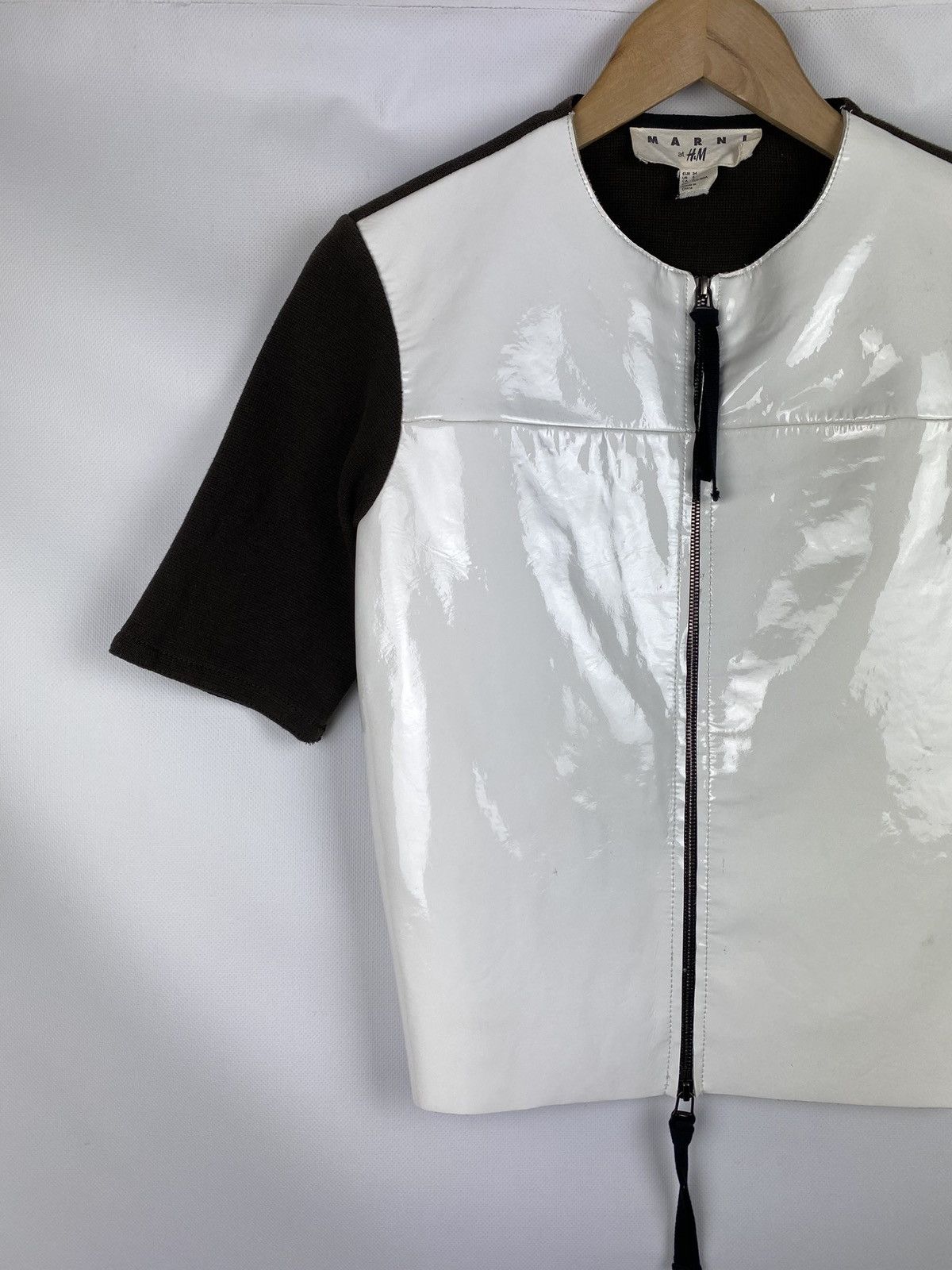 Marni Marni H&M ladies short sleeve patent leather full zip jacket Size S / US 4 / IT 40 - 2 Thumbnail