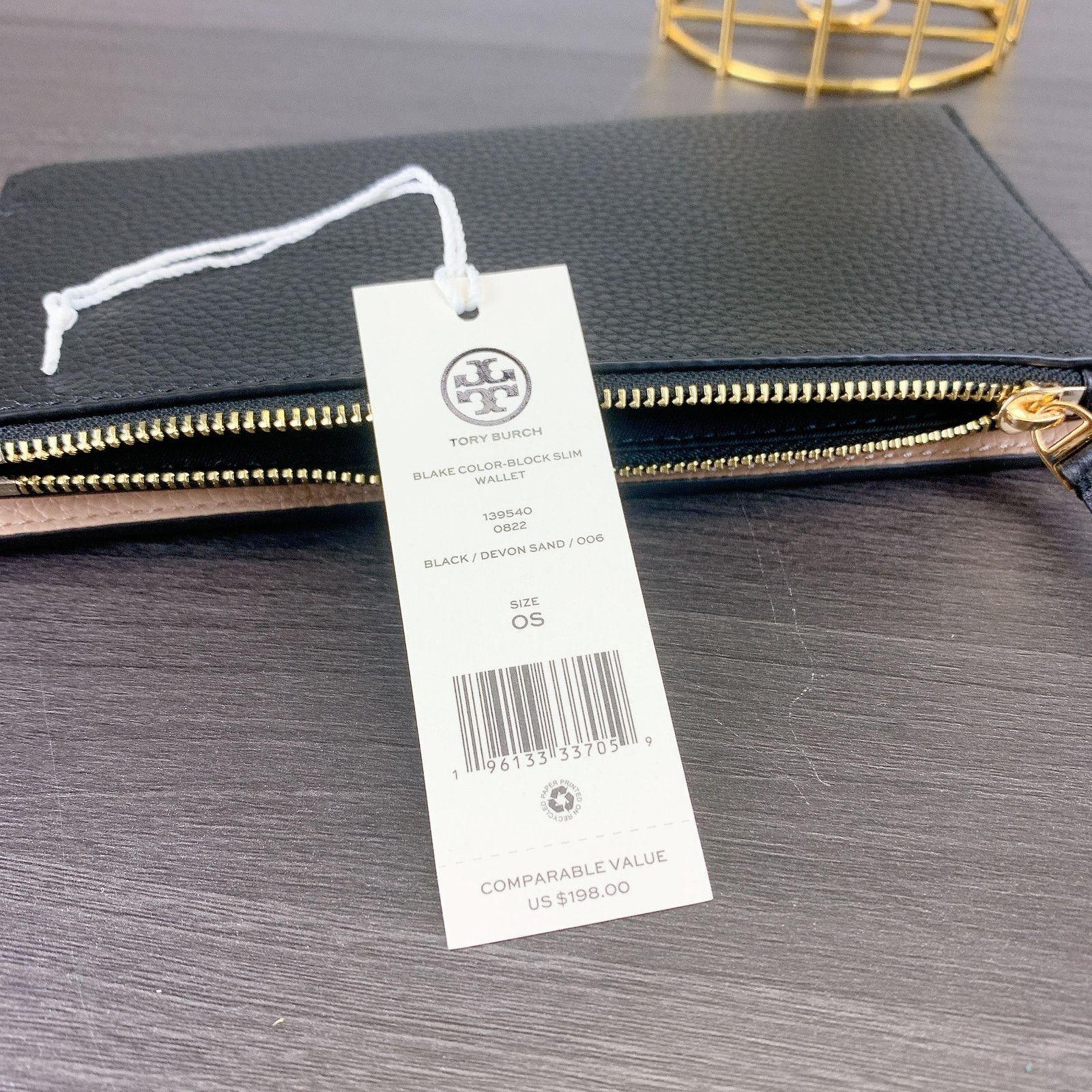 Tory Burch Tory Burch 139540 Blake Slim Wallet IN BLACK/DEVON SAND Size ONE SIZE - 6 Thumbnail