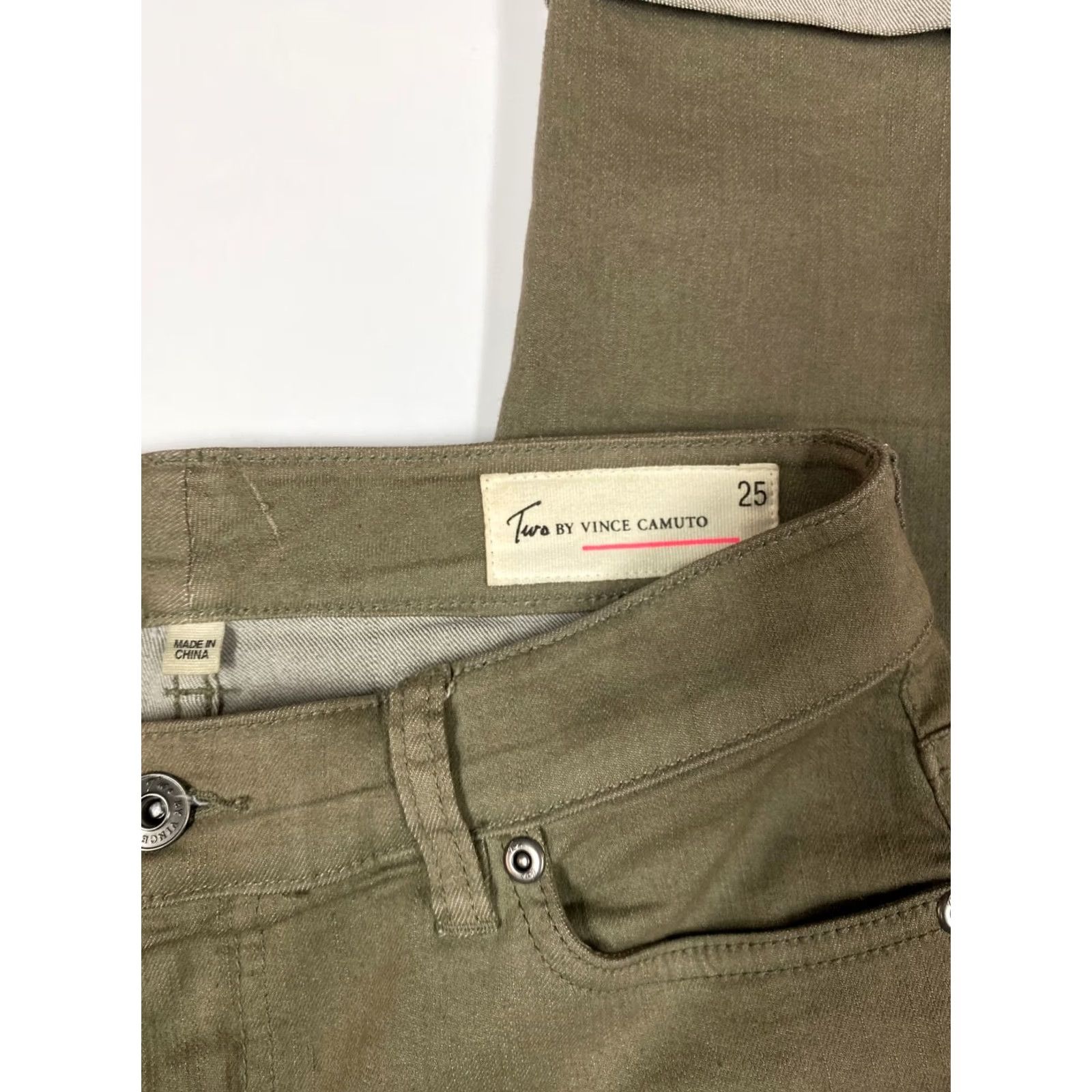 Vince Camuto Vince Camuto Jeans Women Skinny Stretch Denim 25 Green Regular Inseam 27 Ros e Breathable Cuff VINTAGE No Size 42" / US 20 - 3 Thumbnail