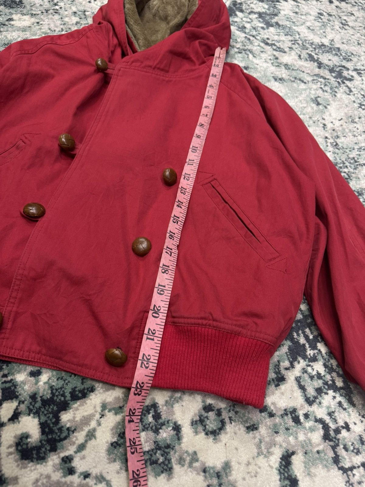 Issey Miyake 1980s I.S ISSEY MIYAKE HOODIE FIERY RED BOMBER JACKET Size US M / EU 48-50 / 2 - 9 Thumbnail