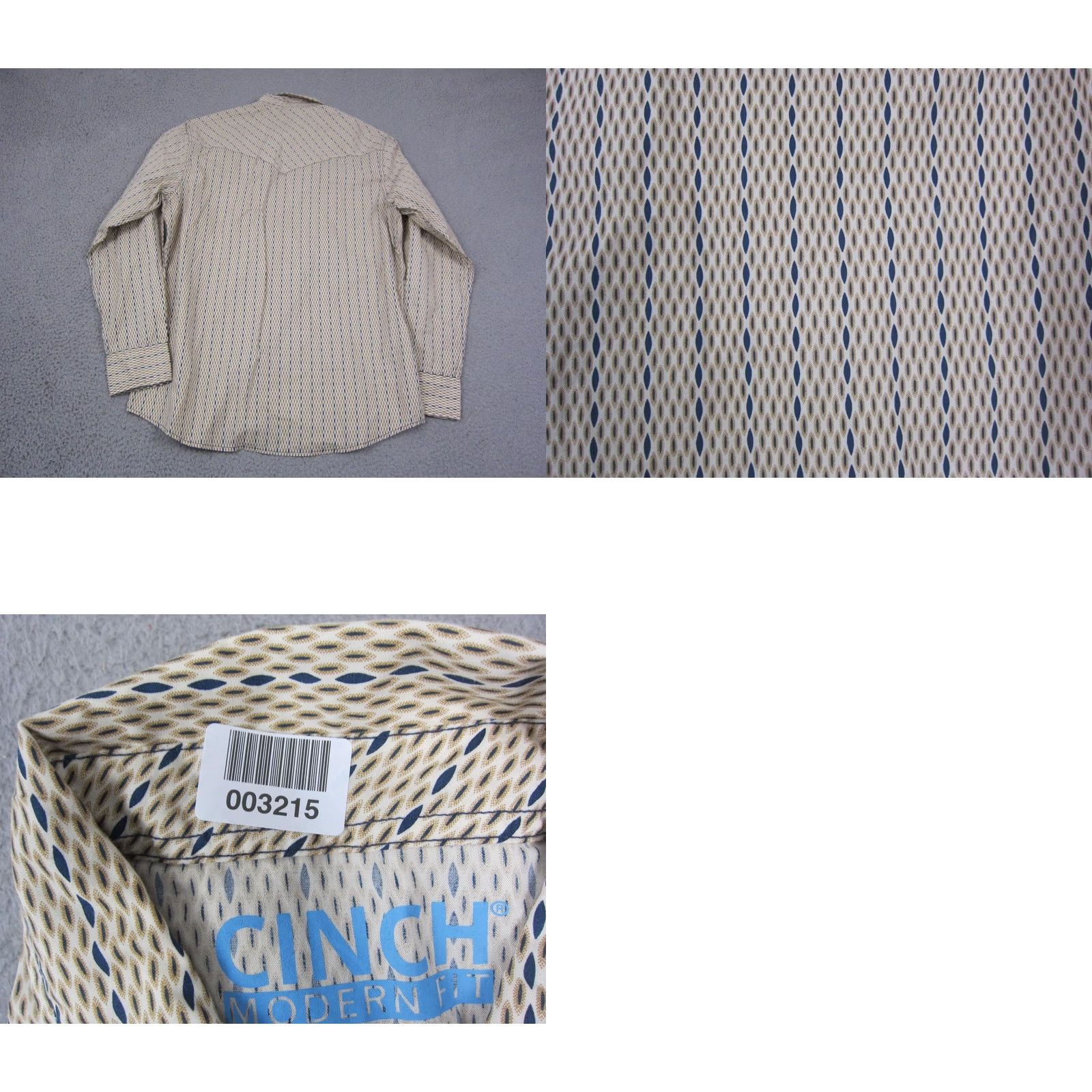 Vintage Cinch Shirt Mens M Beige Modern Fit Cowboy Western Button Up Shirt Size US M / EU 48-50 / 2 - 8 Thumbnail