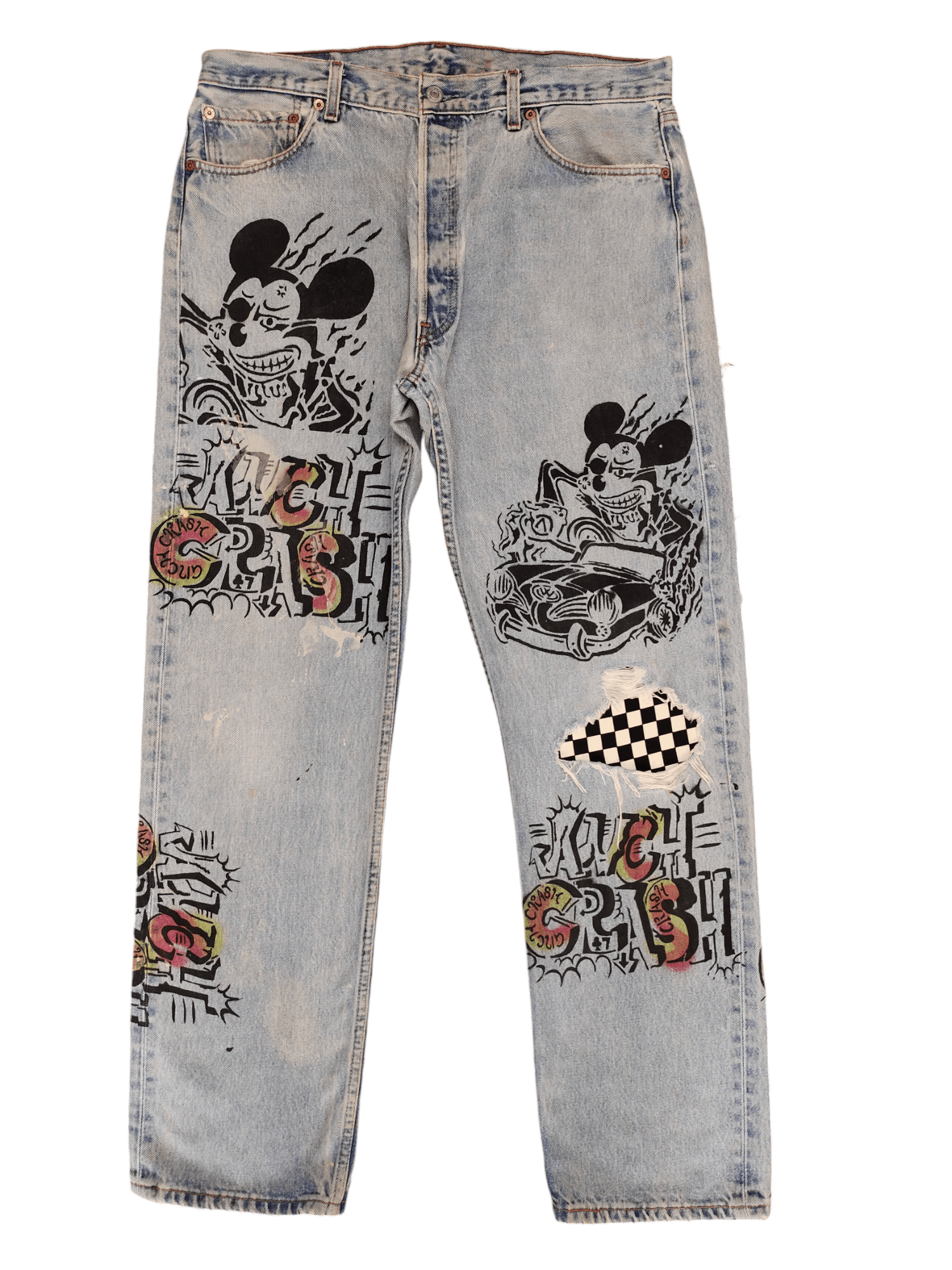 Levi s Vintage Levis 501 Mickey Mouse Distress Jeans Custom Grailed