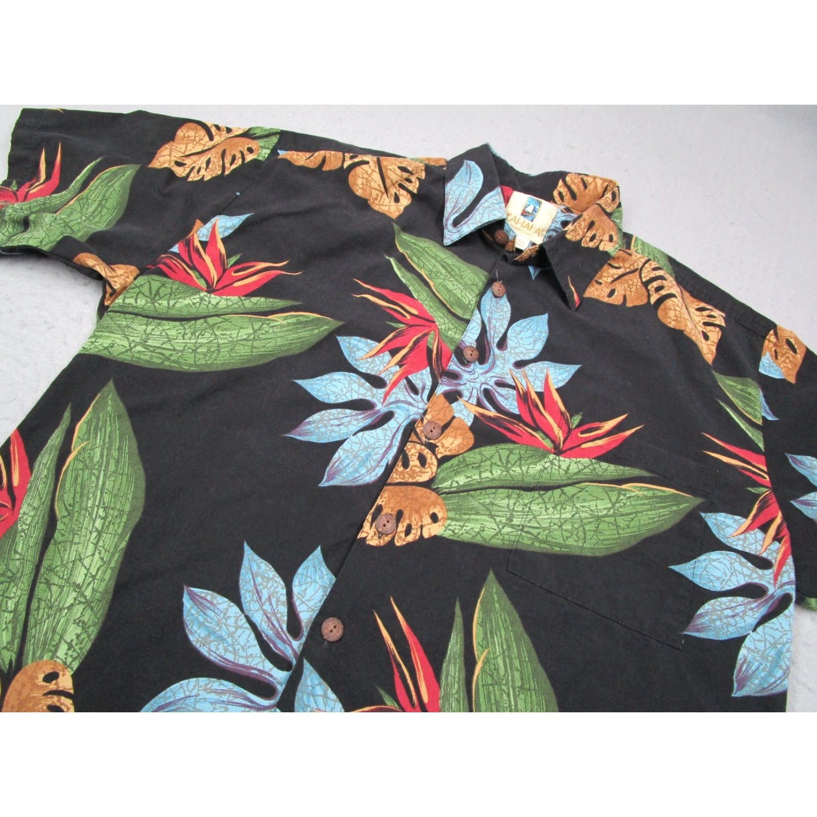Vintage Kahala Shirt Mens Large Black Floral Button Up Hawaiian Linen Blend Made in USA Size US L / EU 52-54 / 3 - 2 Thumbnail