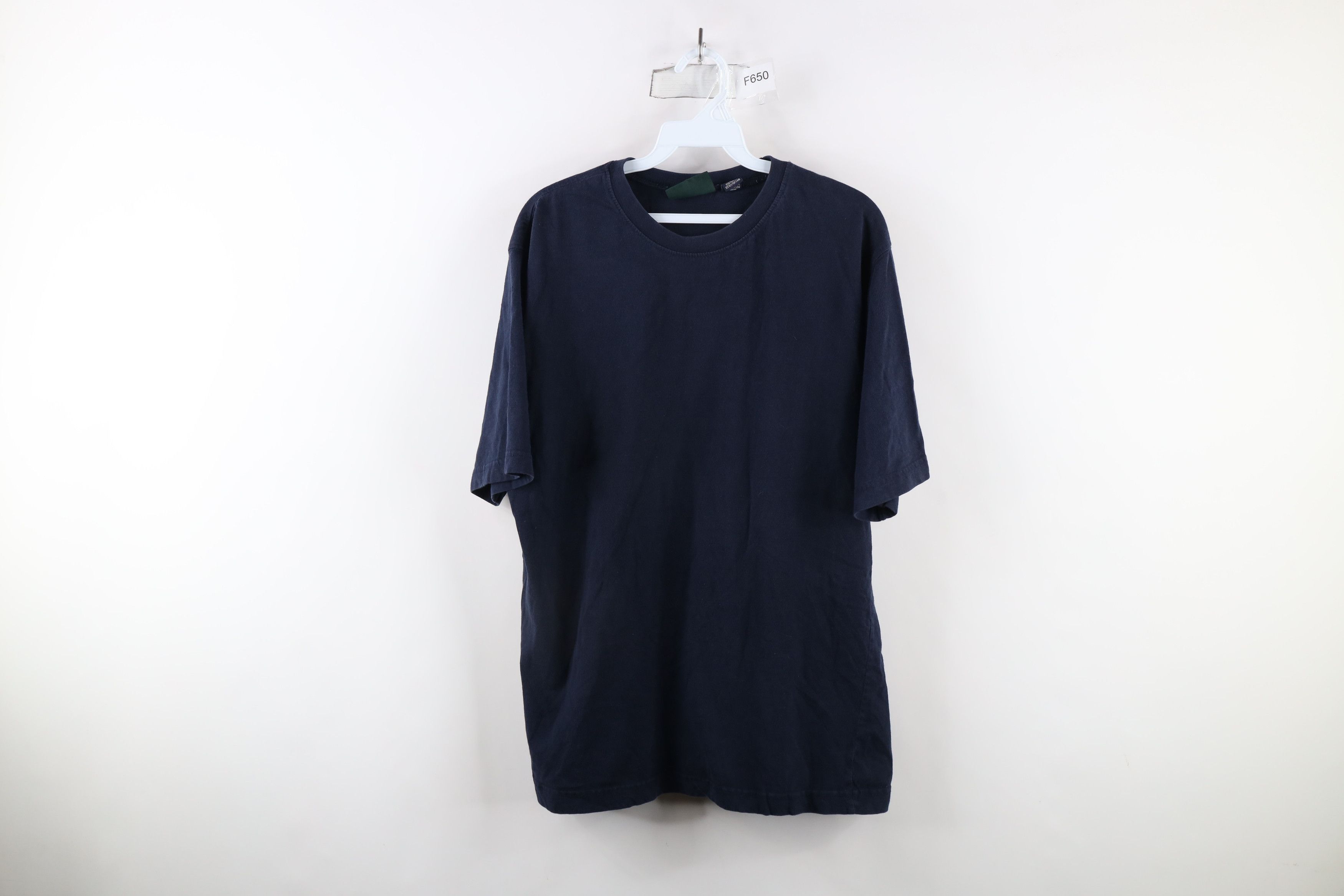 Vintage Vintage 90s Streetwear Heavyweight Cotton T-Shirt Blue Size US L / EU 52-54 / 3 - 1 Thumbnail