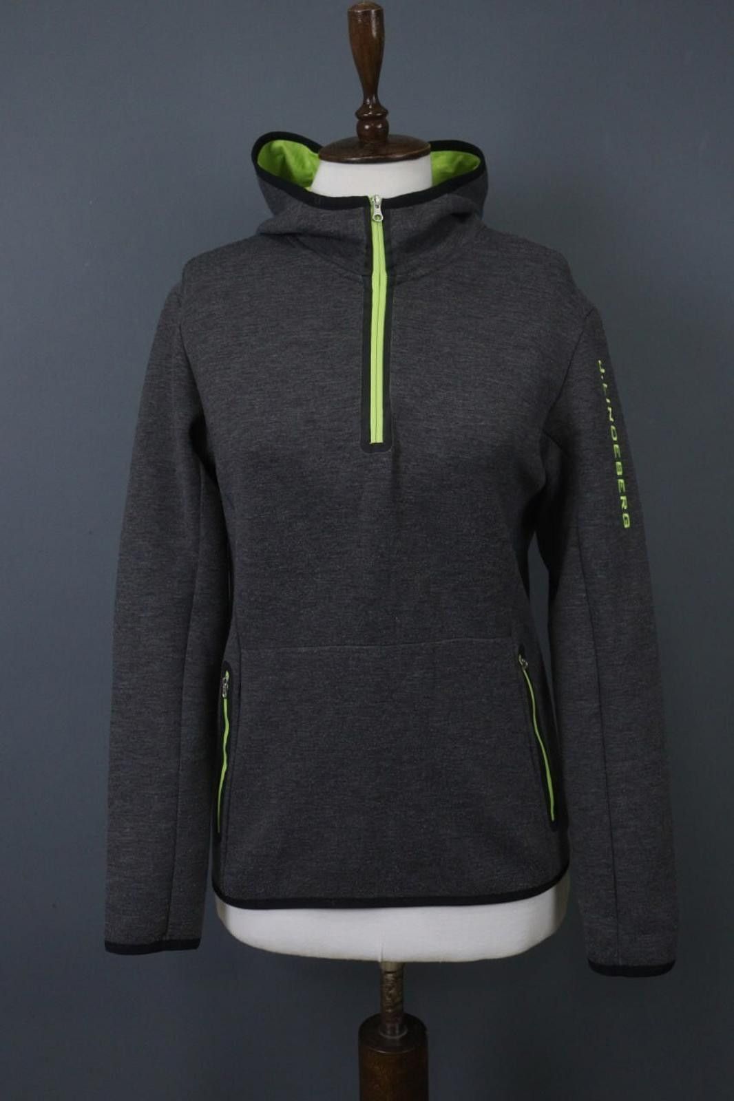 J.Lindeberg J.Lindeberg Gray Zipped Kangaroo Pockets Tech Hoodie Size L Size L / US 10 / IT 46 - 1 Thumbnail