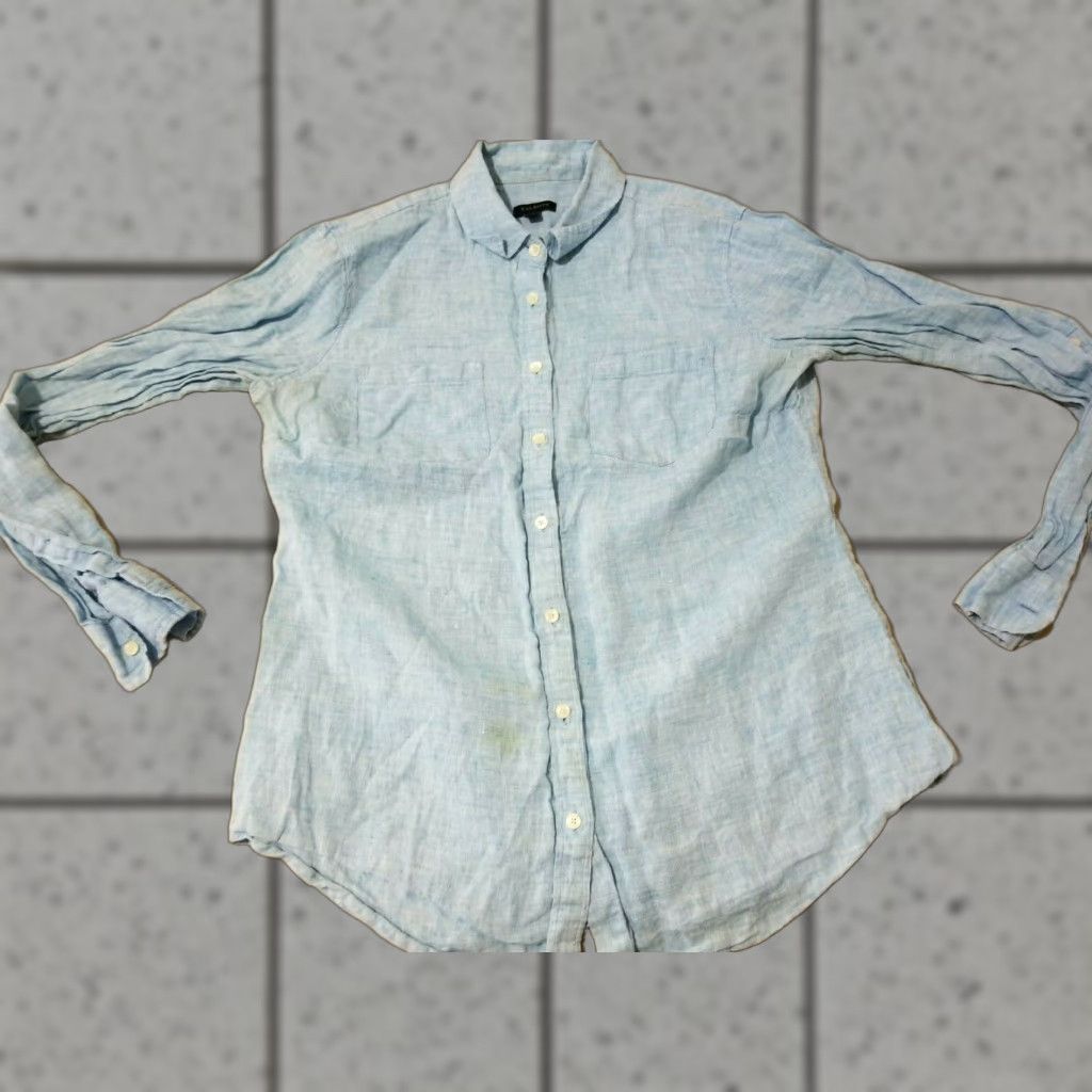 Talbots Womens Talbots Blouse Shirt S Small Linen Blue Button Shirt Womens Size S / US 4 / IT 40 - 1 Thumbnail