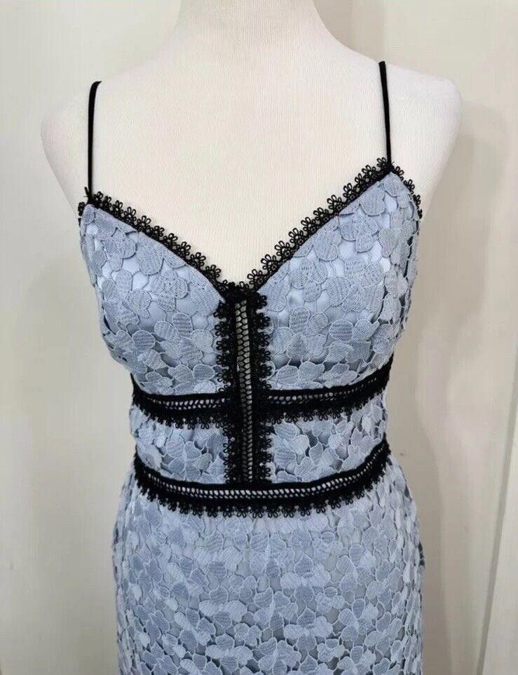 Designer Jill Stuart Blue Lace Crochet Elle Cocktail Midi Dress Sz 4 Size S / US 4 / IT 40 - 4 Thumbnail