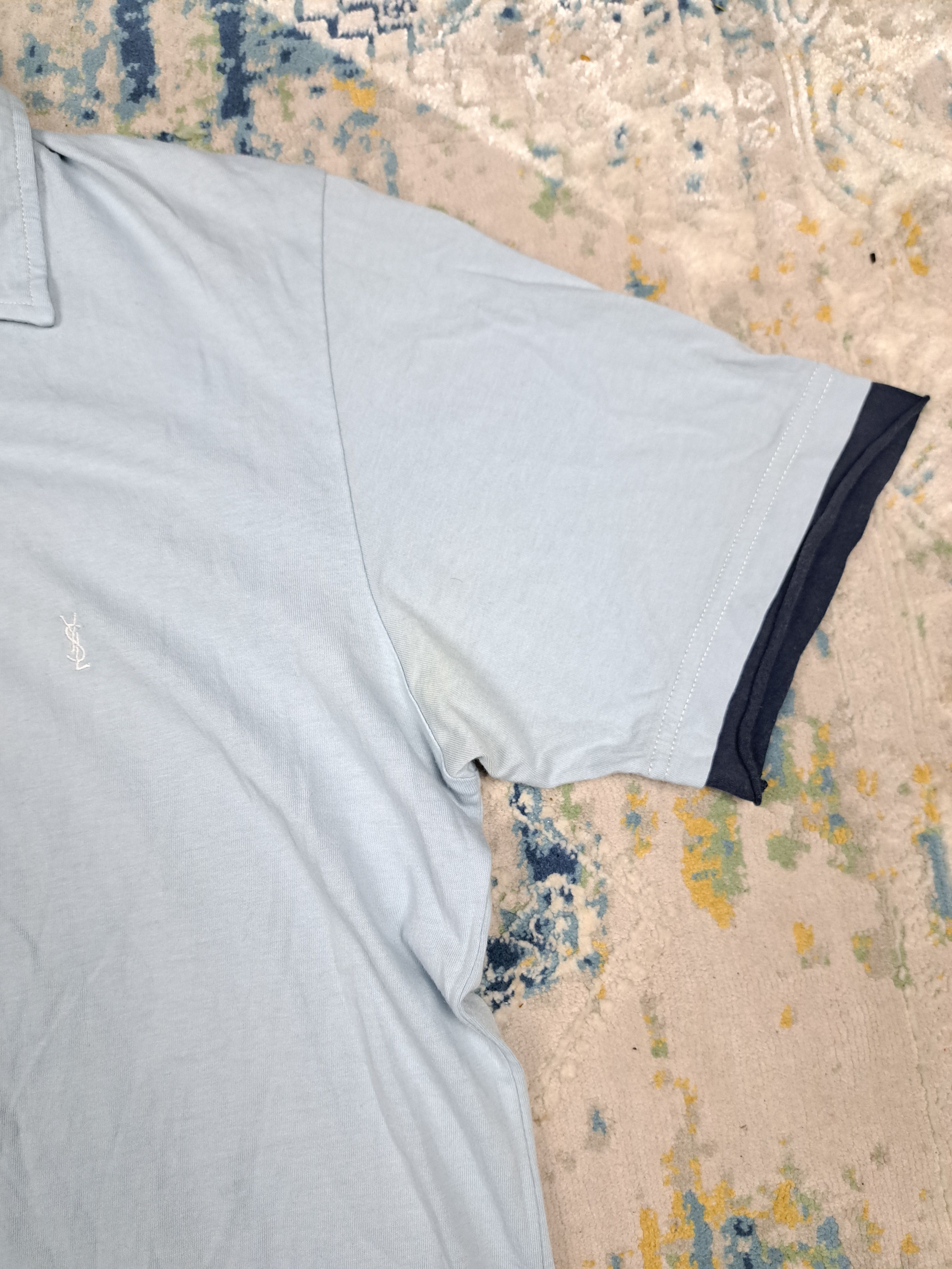 Yves Saint Laurent Vintage 90s YSL Pour Homme Baby Blue Polo Shirt Luxury Size US M / EU 48-50 / 2 - 6 Thumbnail