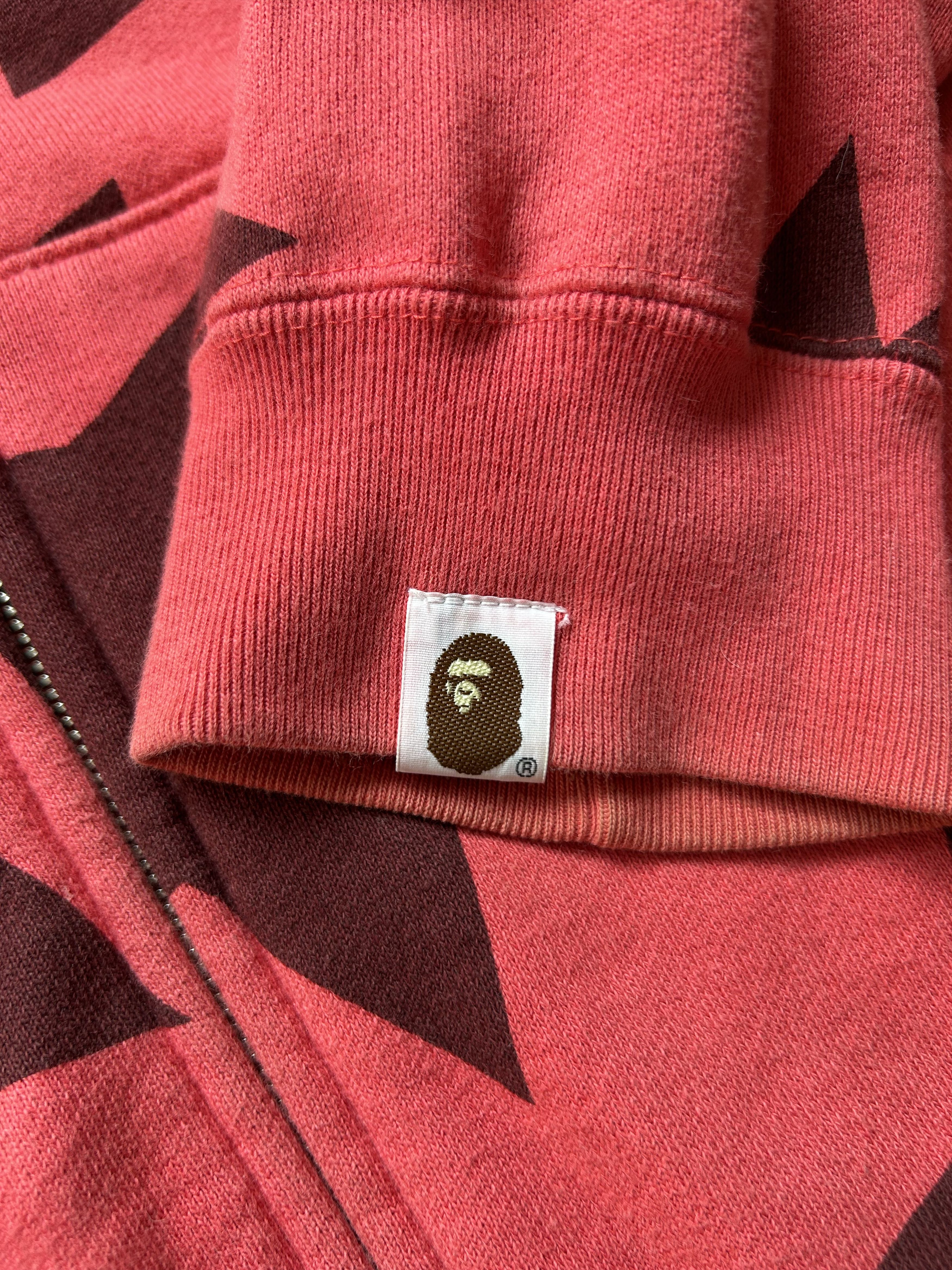Bape Bape Star Pattern Full Zip Hoodie Red [Size M] Size US M / EU 48-50 / 2 - 3 Thumbnail
