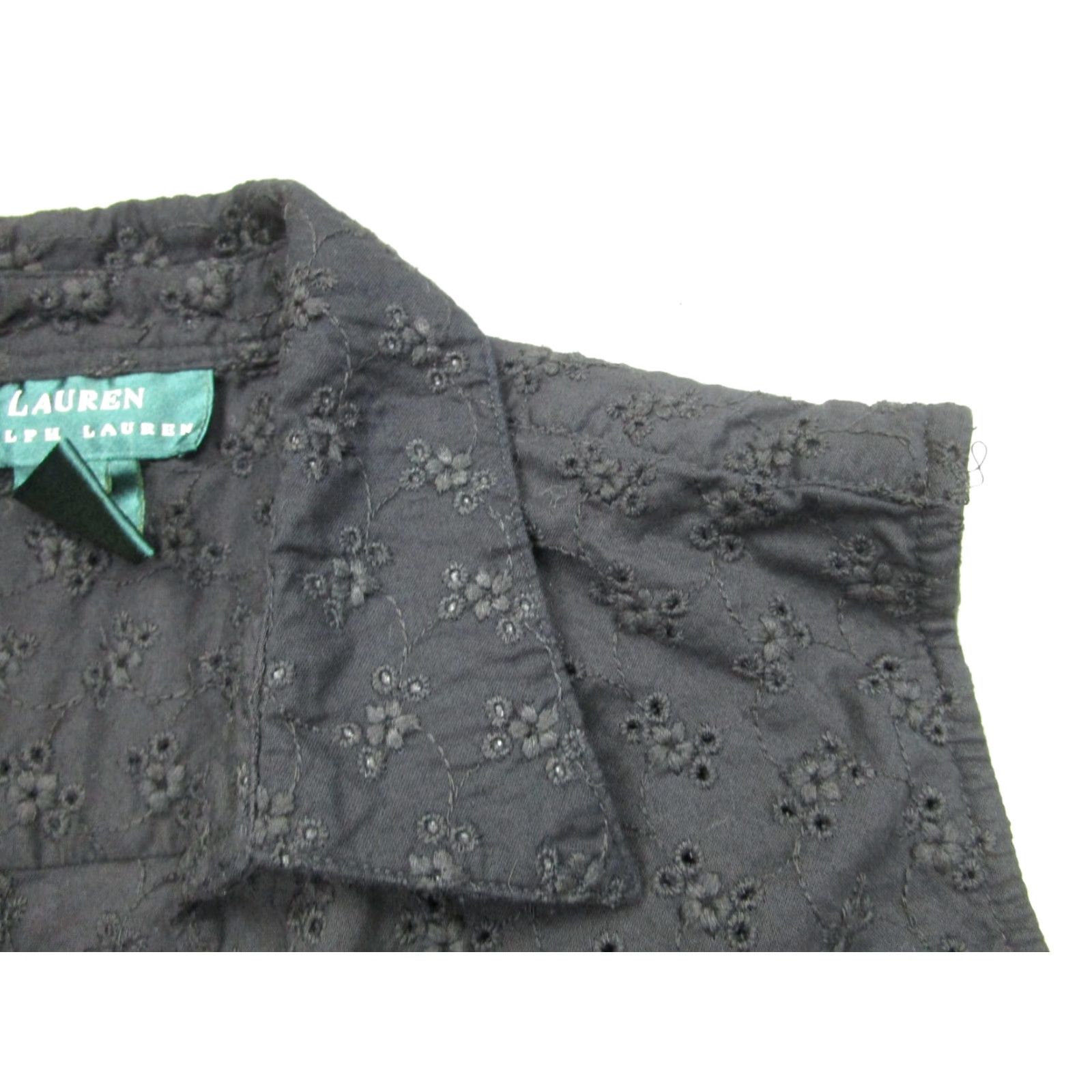 Ralph Lauren VINTAGE Lauren Ralph Lauren Shirt Womens L Black Sleeveless Eyelet Floral y2k Size L / US 10 / IT 46 - 4 Thumbnail