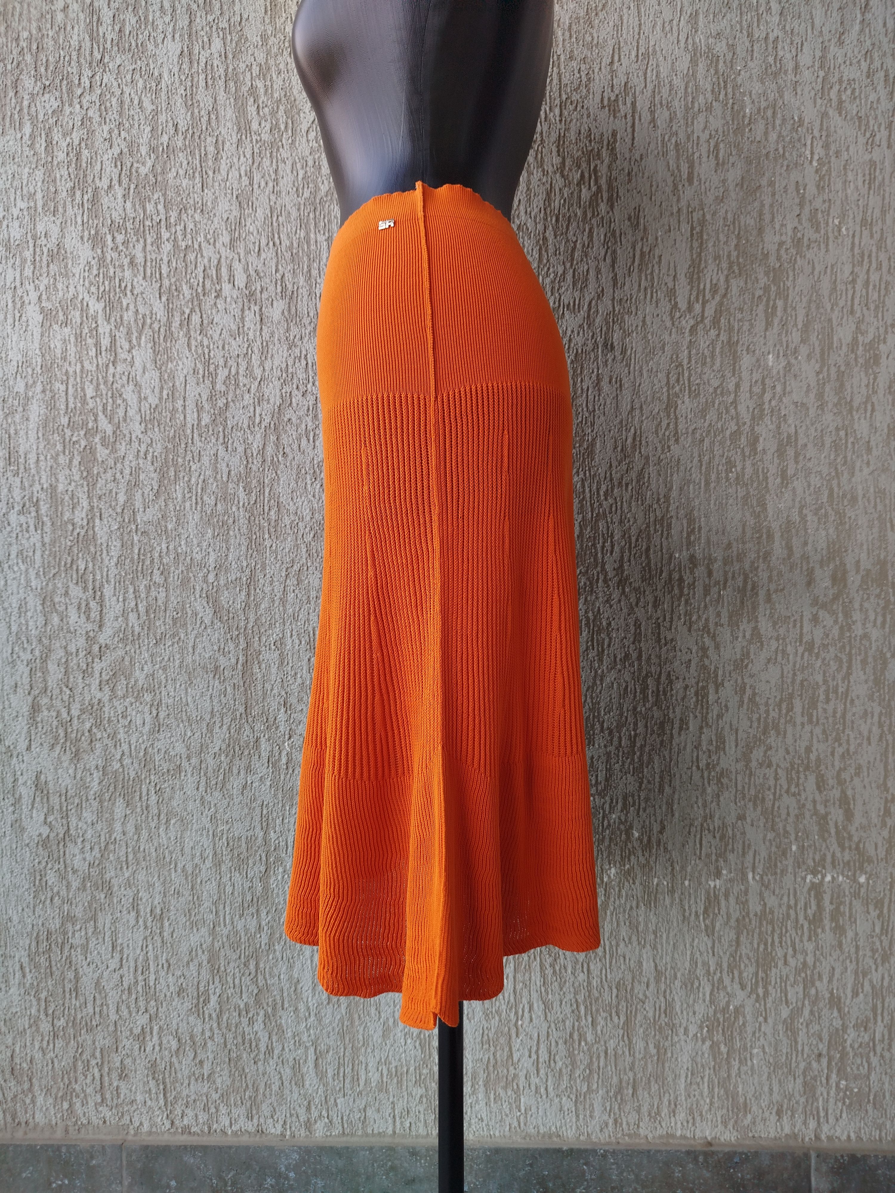 Sonia Rykiel Skirt Elastic Waist Knee Lingth Ribbed Knit Cotton Size 44 Size 32" / US 10 / IT 46 - 6 Thumbnail