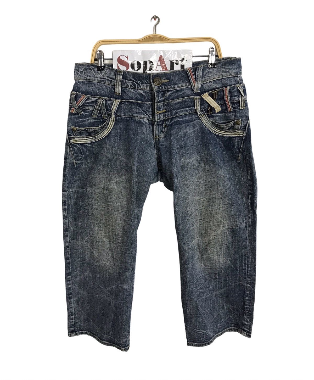 Japanese Brand × Vintage Vintage Japanese Brand Double Waist Denim Shorts Design Size US 36 / EU 52 - 1 Thumbnail