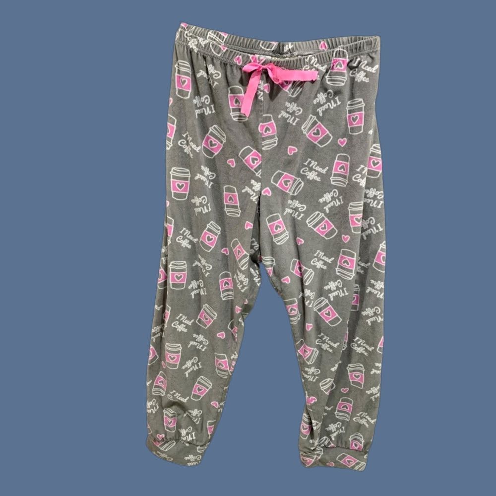 Vintage VINTAGE Bobbie Brooks Sleepwear PJ Pants Women 3X Plus Gray Coffee Print Jogger 3X Womens Lounge Pants Coffee Size 40" / US 18 - 1 Thumbnail