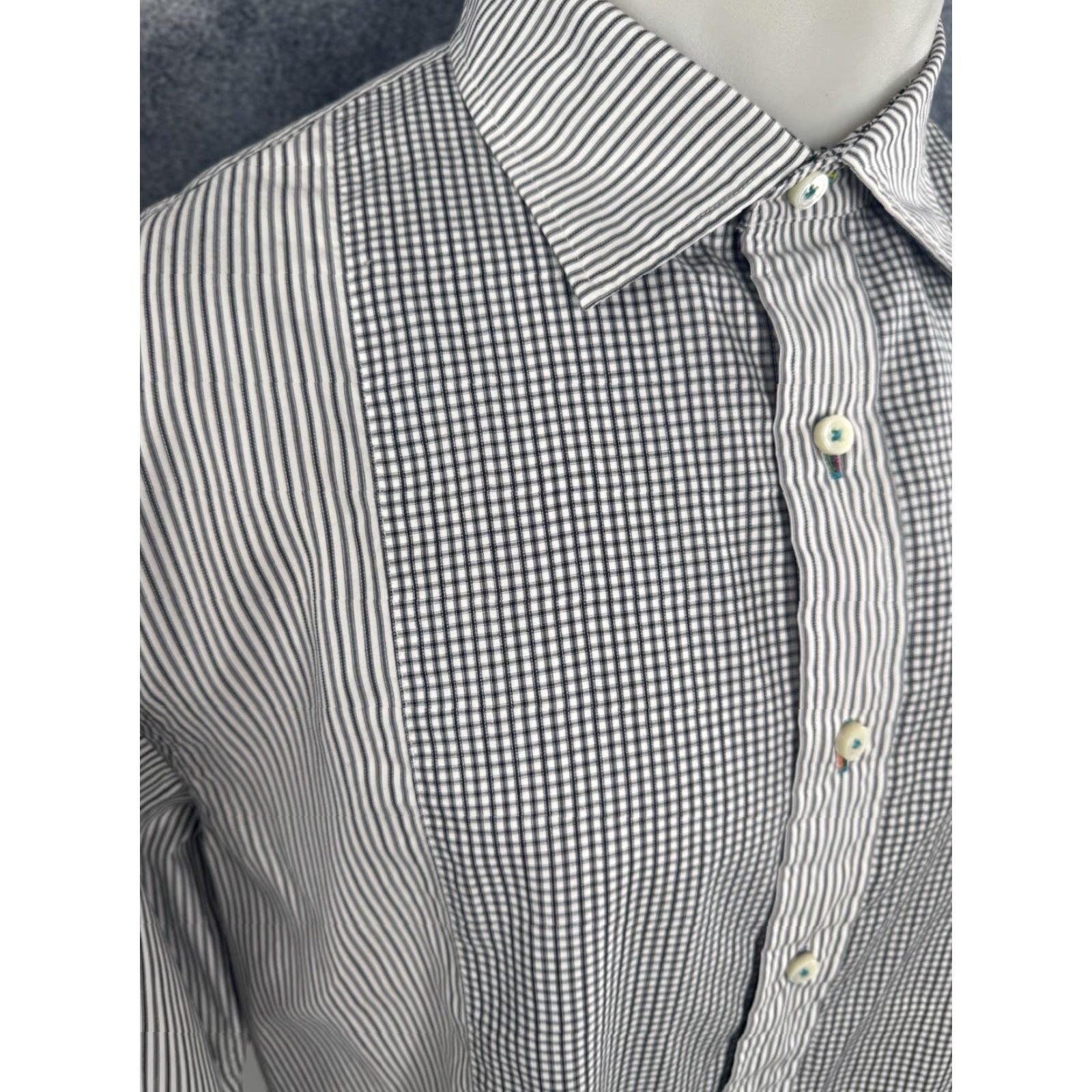 Alexander Julian ALEXANDER JULIAN / PRIVATE RESERVE - Bib FRENCH CUFF Tuxedo XL Shirt Mens Long Sleeve White / Black / Gray Size US XL / EU 56 / 4 - 2 Thumbnail