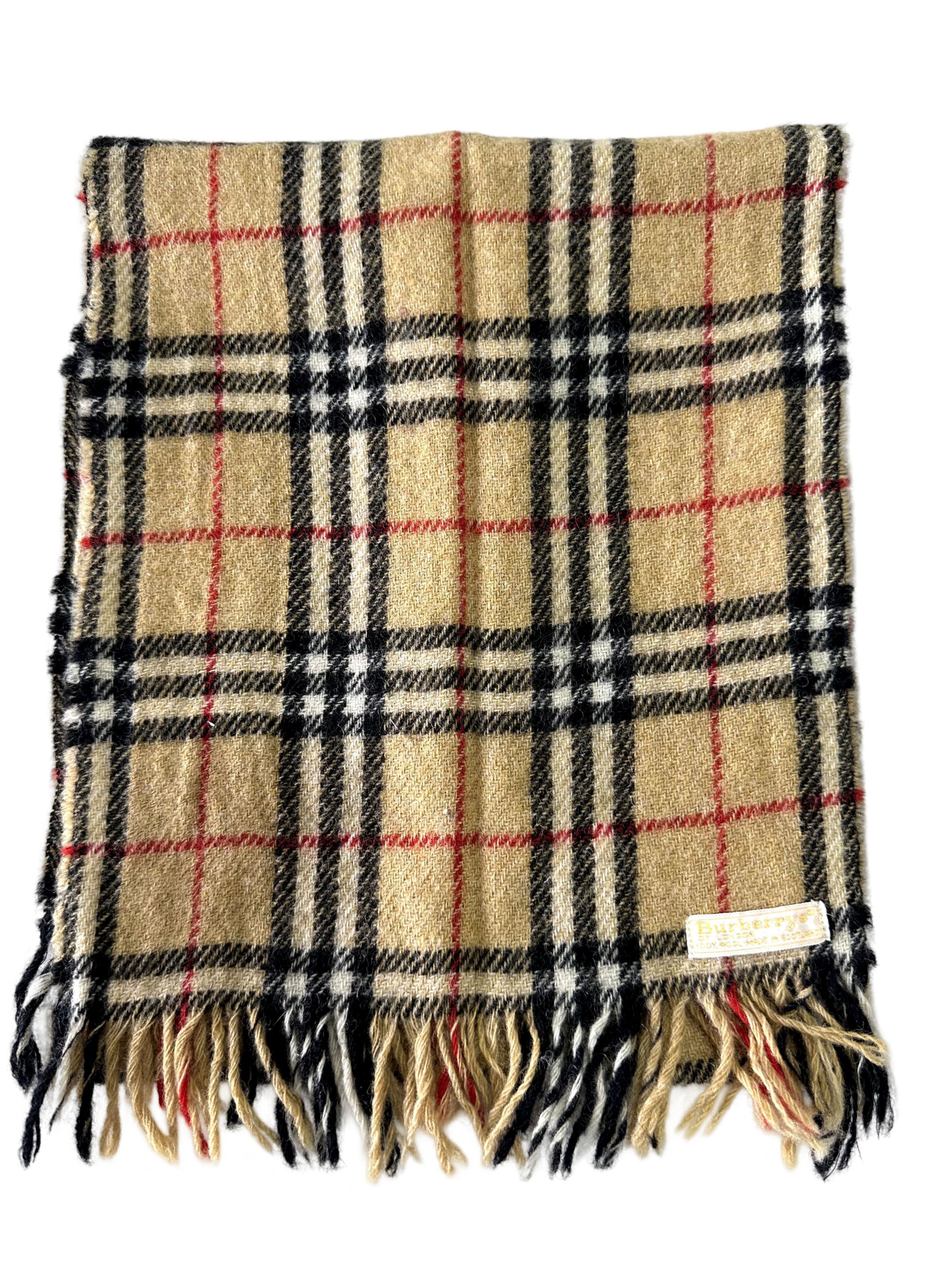 Burberry Burberrys Classic Check Scarf Beige 100% Wool Unisex Scarf Size ONE SIZE - 4 Thumbnail