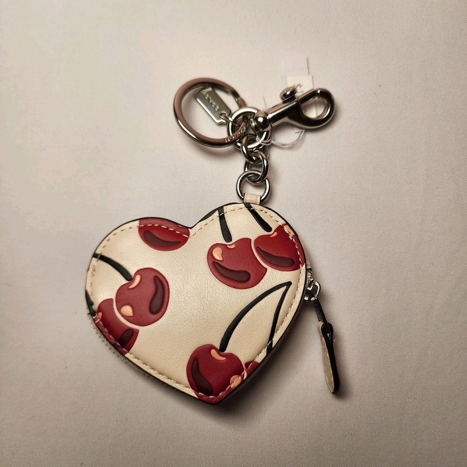 Coach Coach CZ091 Leather Heart Coin Pouch Bag Charm Cherry Print Size ONE SIZE - 2 Thumbnail