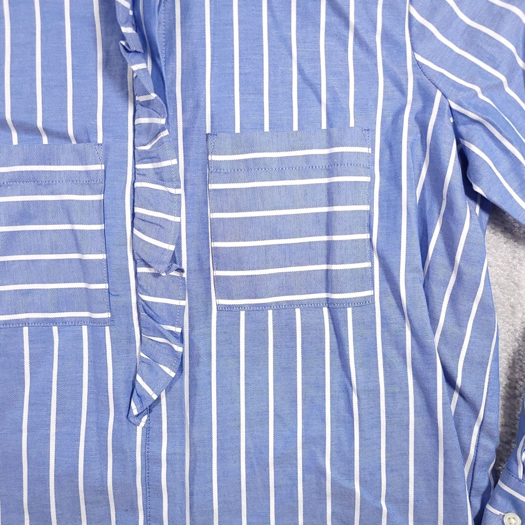 Ann Taylor VINTAGE LOFT Ann Taylor Button Up Long Sleeve Shirt Womens PS Blue Collared Striped Size S / US 4 / IT 40 - 4 Thumbnail