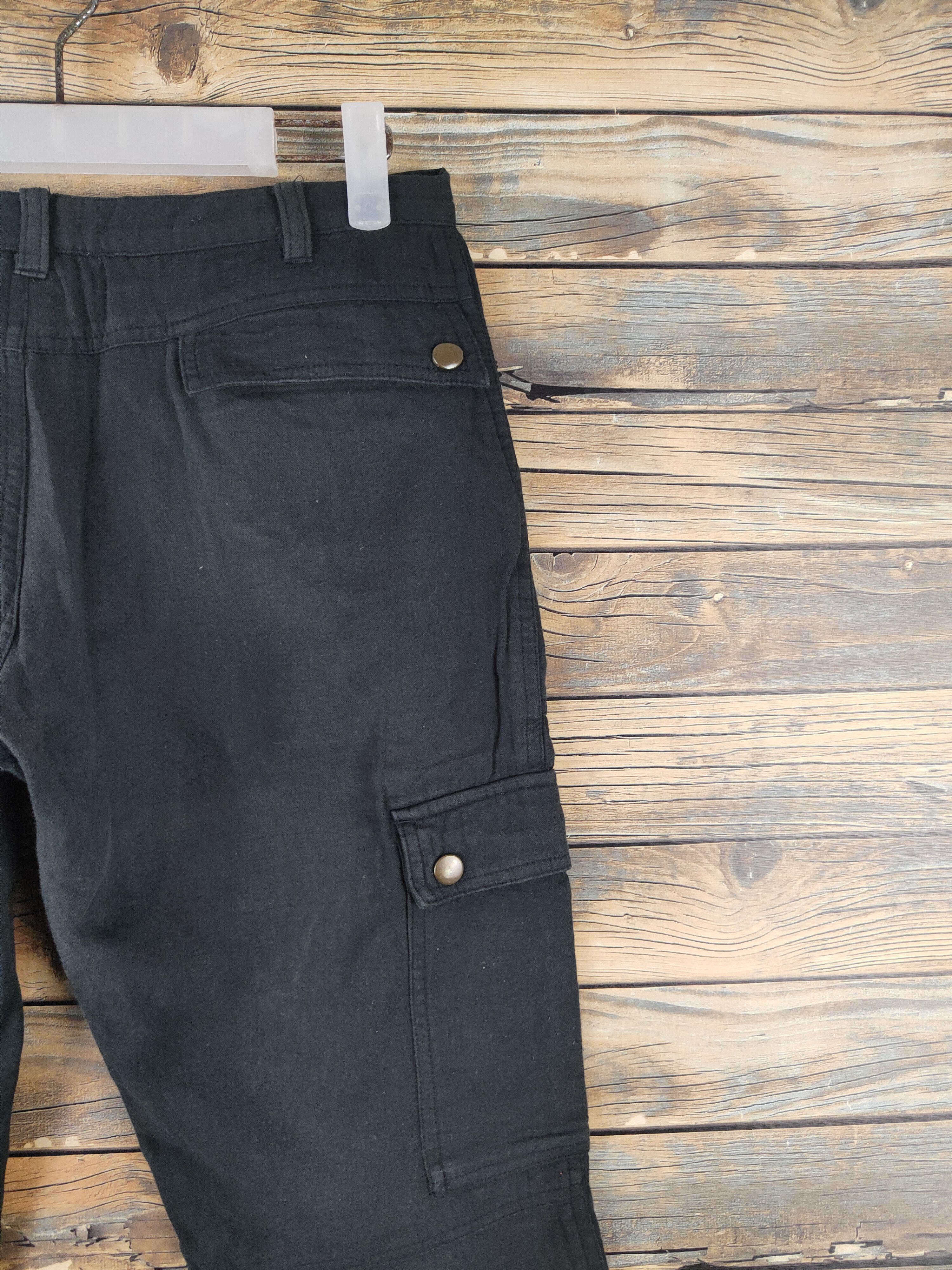 Japanese Brand DL Poe de Deux Black Multipocket Tactical Cargo Pants #1370 Size 29" - 10 Thumbnail