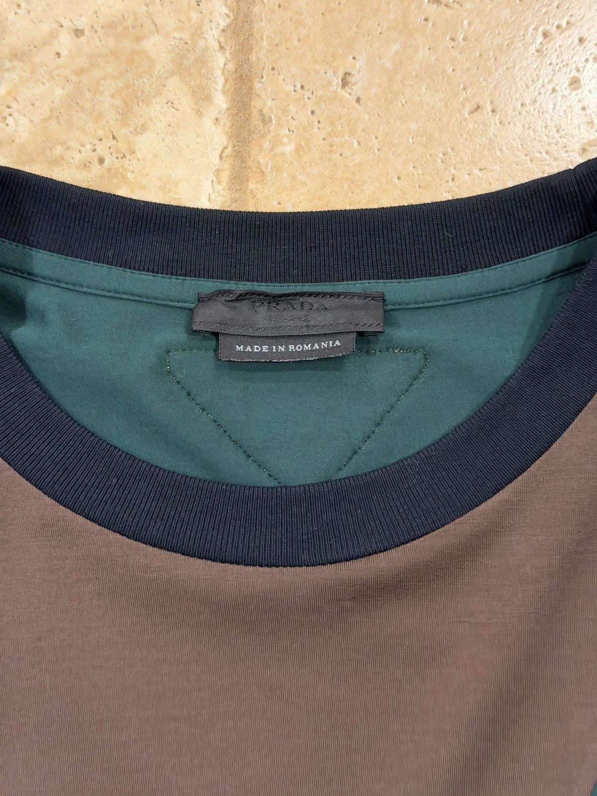 Prada Prada Green / Yellow Triangle Logo 2021 Colourblock T-Shirt Size US L / EU 52-54 / 3 - 6 Thumbnail