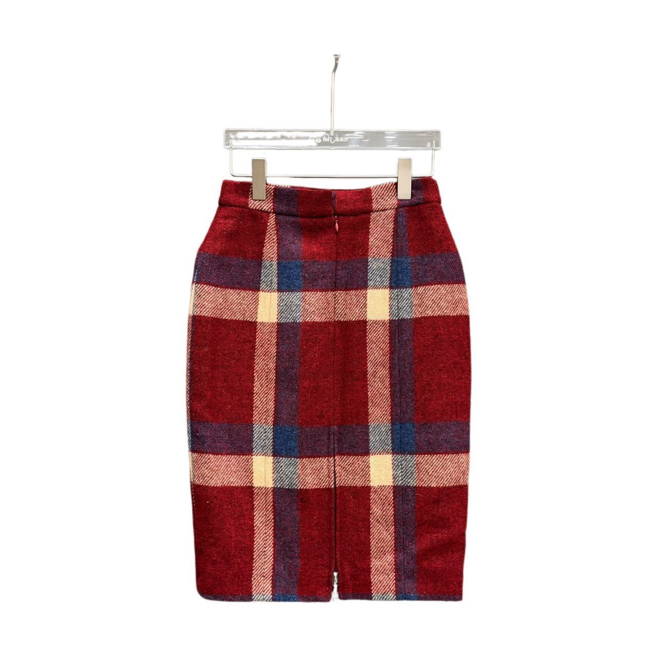 Chanel Chanel Red Plaid Wool Skirt K26WX Size 25" / US 0 / IT 36 - 1 Thumbnail