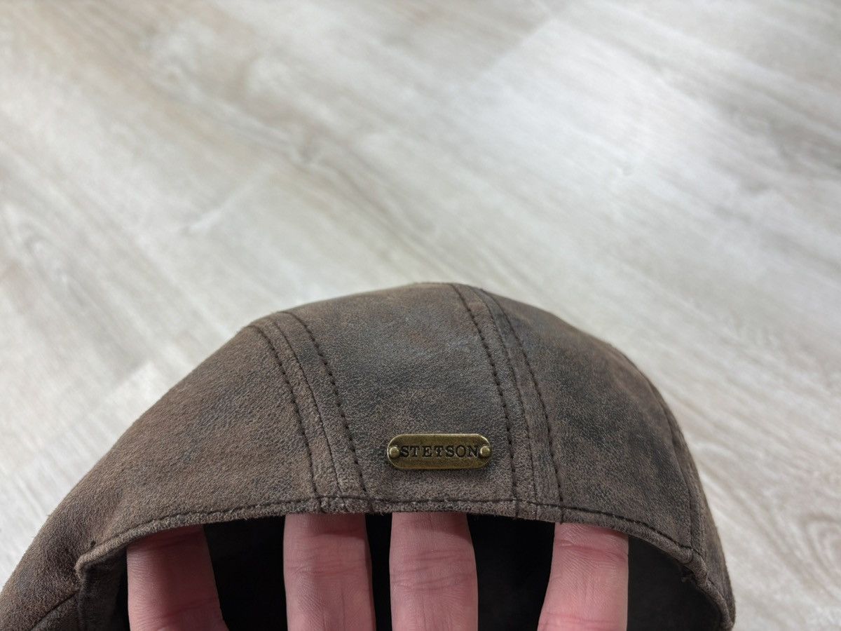 Designer × Stetson Mens leather cap flat hat Stetson Size M Color Brown Size ONE SIZE - 6 Thumbnail