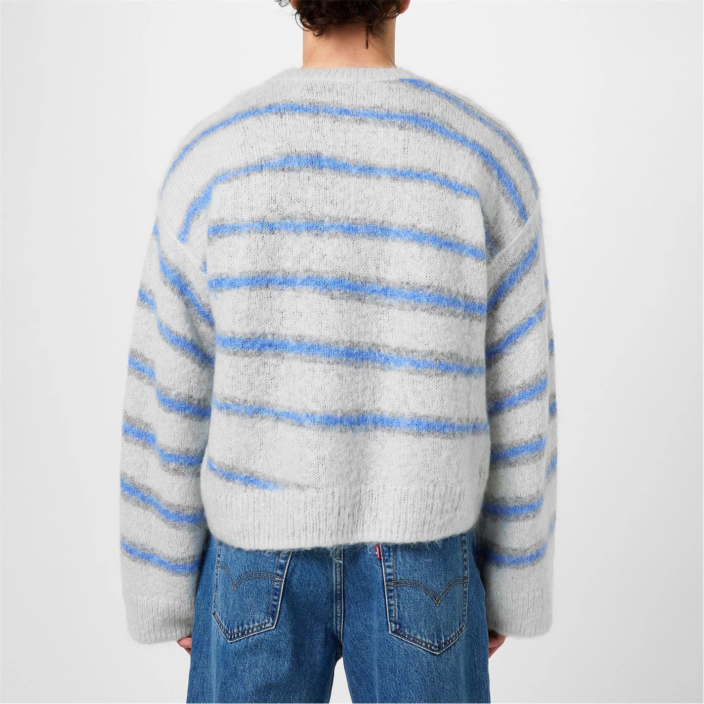 Acne Studios o1g2r1mq0825 Striped Mohair Jumper in Grey/Blue Size US L / EU 52-54 / 3 - 4 Thumbnail