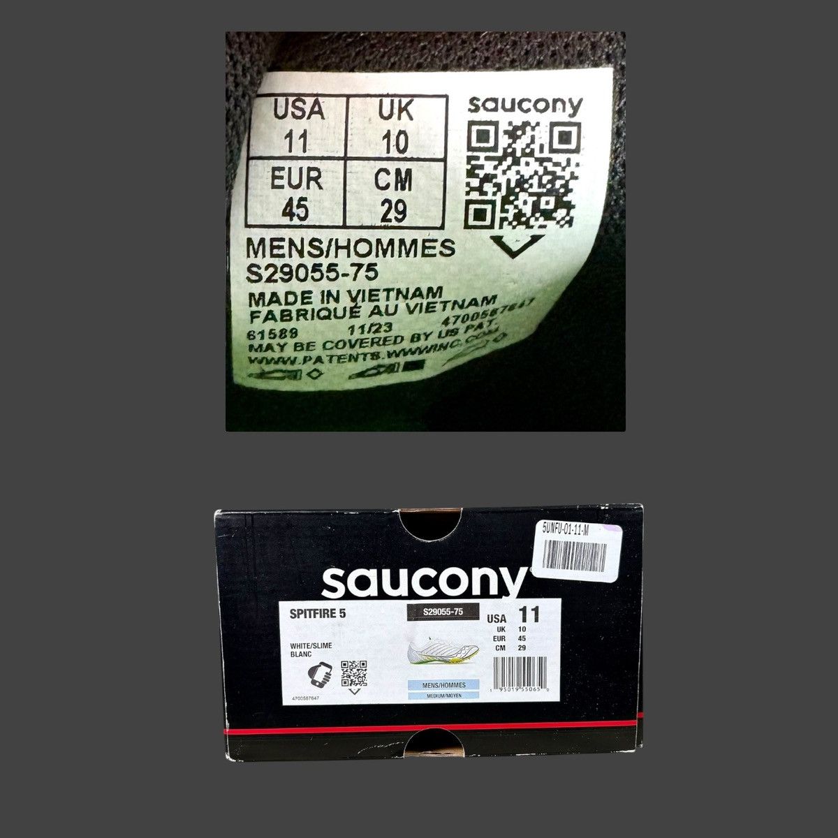 Saucony Saucony Men’s Spitfire White Yellow Running Shoes Sz 11 Size US 11 / EU 44 - 14 Thumbnail