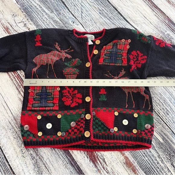 Vintage Vintage Bridgewater Women's Festive Navy and Red Sweater Car Size M / US 6-8 / IT 42-44 - 9 Thumbnail
