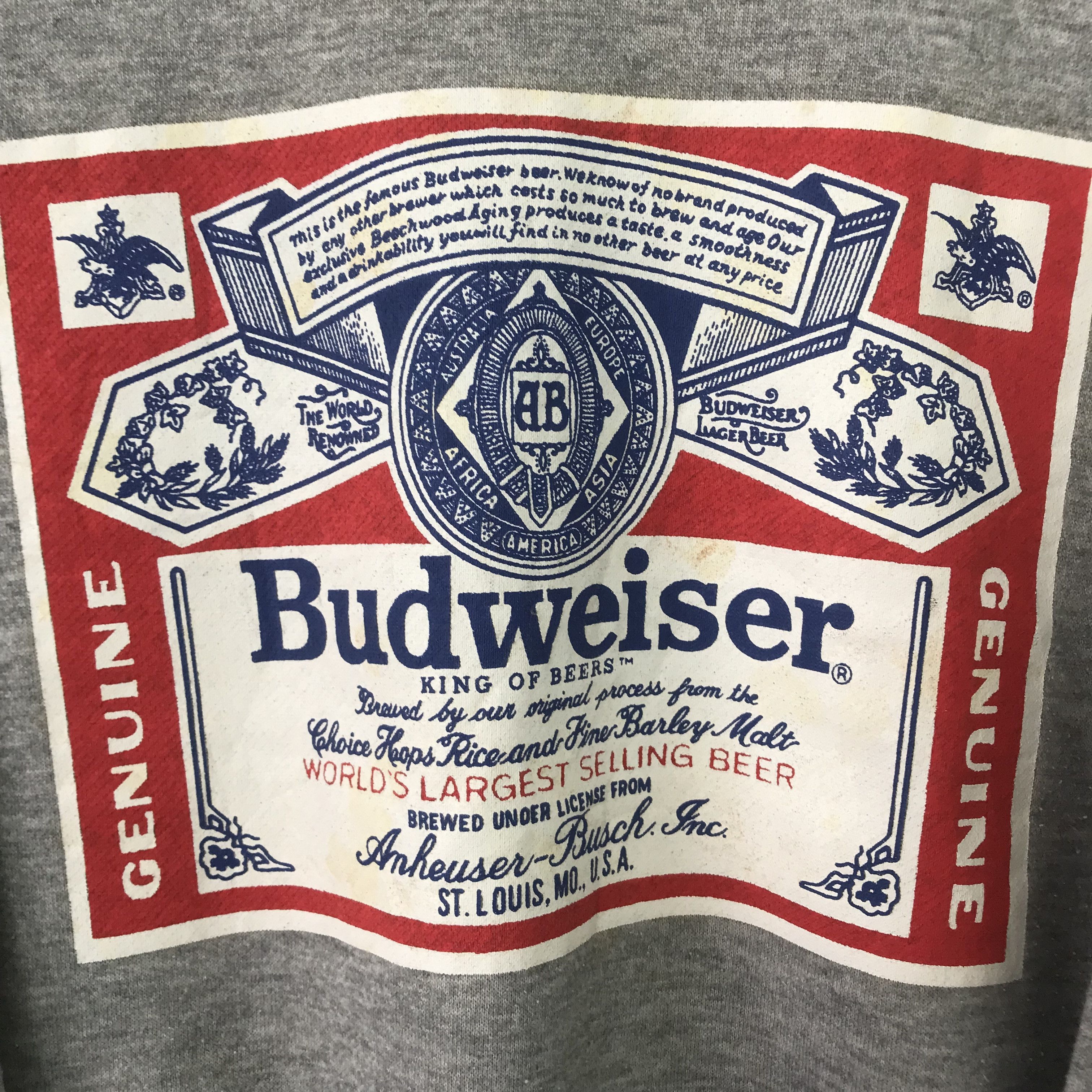 Budweiser vintage sweatshirt budweiser gray backprint - 3611 Size US L / EU 52-54 / 3 - 4 Thumbnail