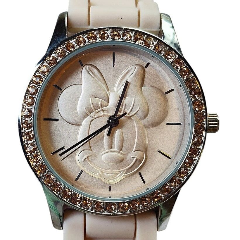 Disney Disney Minnie Mouse Watch Blush Pink Rhinestone Silicone Size ONE SIZE - 1 Thumbnail