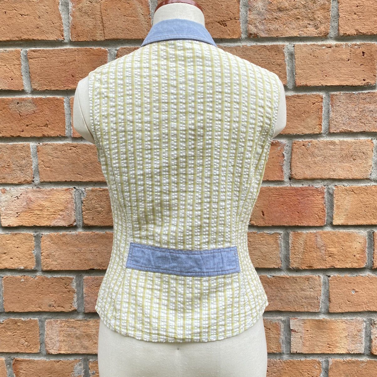 Dolce & Gabbana D&G Green Stripe Sleeveless Blouse with Denim Collar Size M / US 6-8 / IT 42-44 - 19 Thumbnail