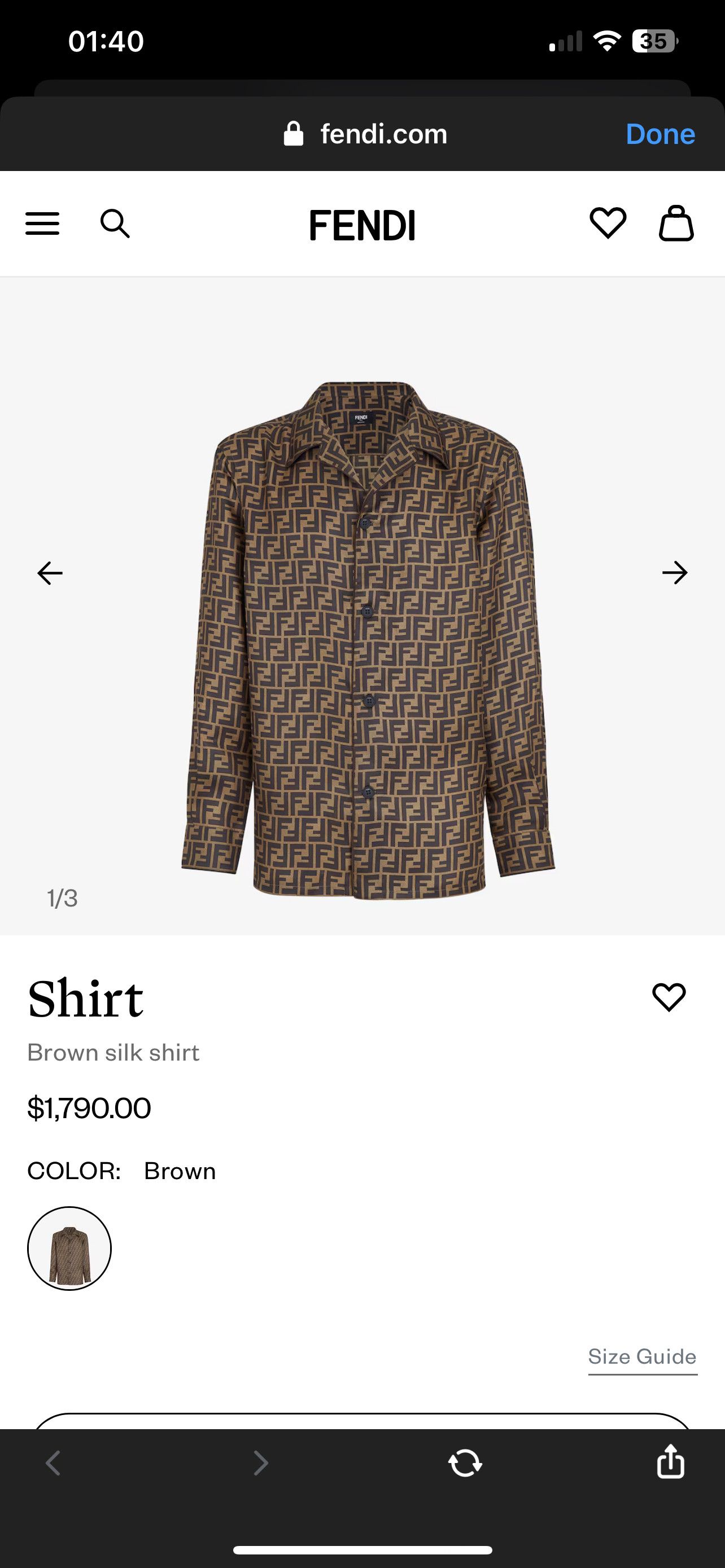 Fendi Fendi Brown Silk Shirt - Rare Size US XS / EU 42 / 0 - 3 Thumbnail