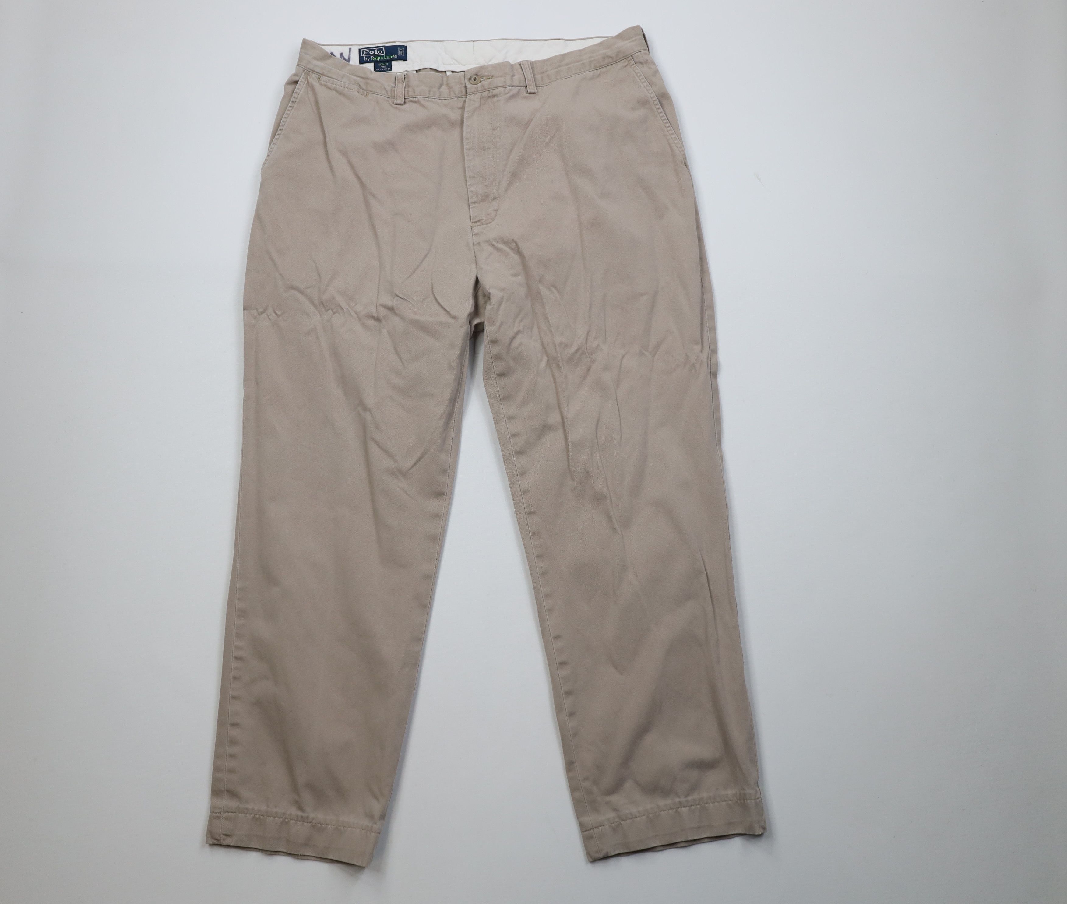 Ralph Lauren Vintage 90s Ralph Lauren Wide Leg Chino Pants Beige Cotton Size US 38 / EU 54 - 1 Thumbnail