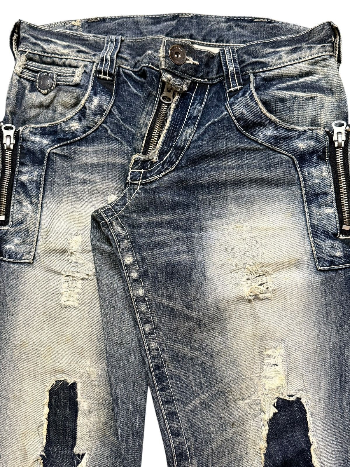 Tornado Mart Vintage Y2K Faded Wash Avant Garde Style Distressed Bootcut Size US 32 / EU 48 - 4 Thumbnail