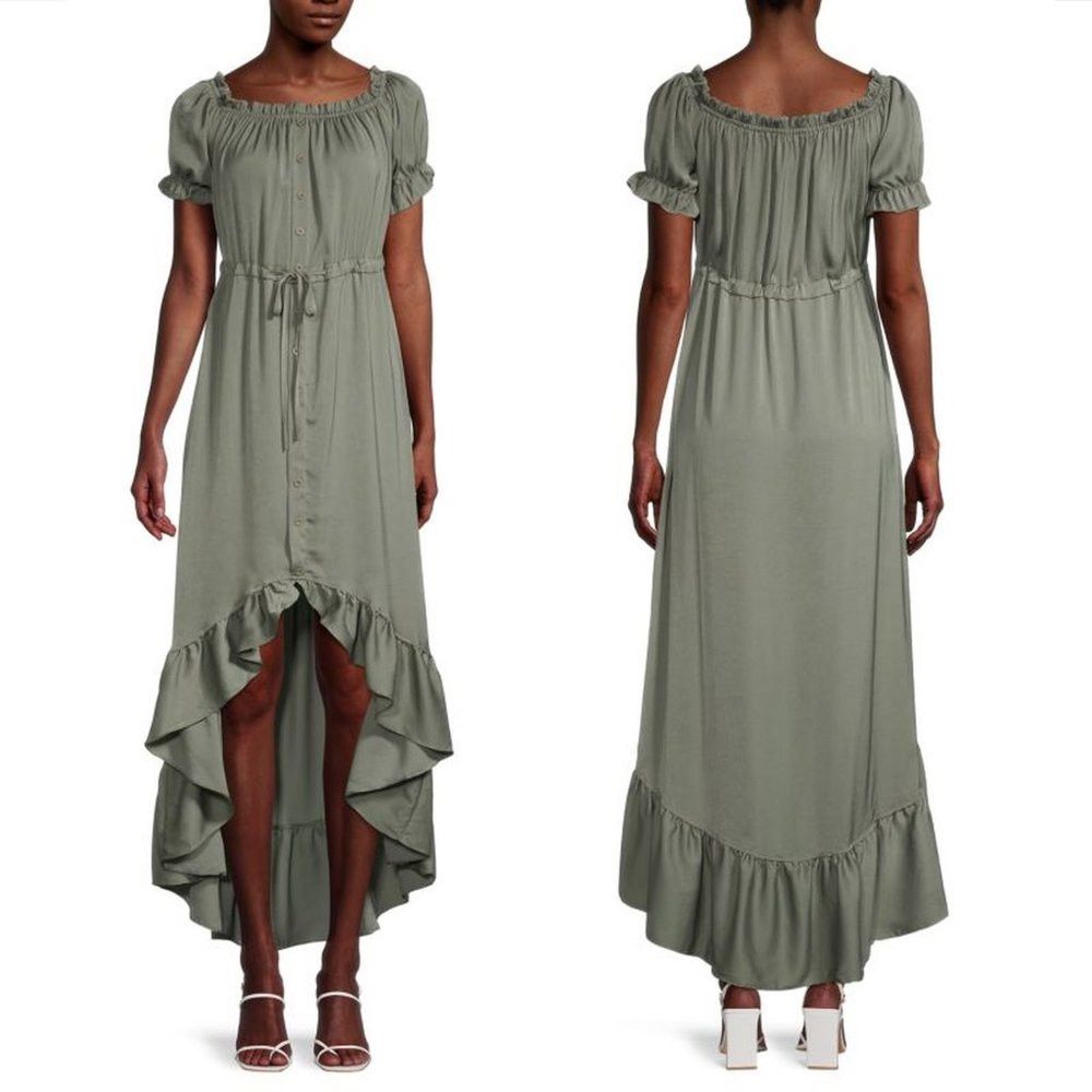 Other NWT New $195 Stellah High-Low Tie-Waist Sage Shirtdress Siz Size M / US 6-8 / IT 42-44 - 1 Thumbnail